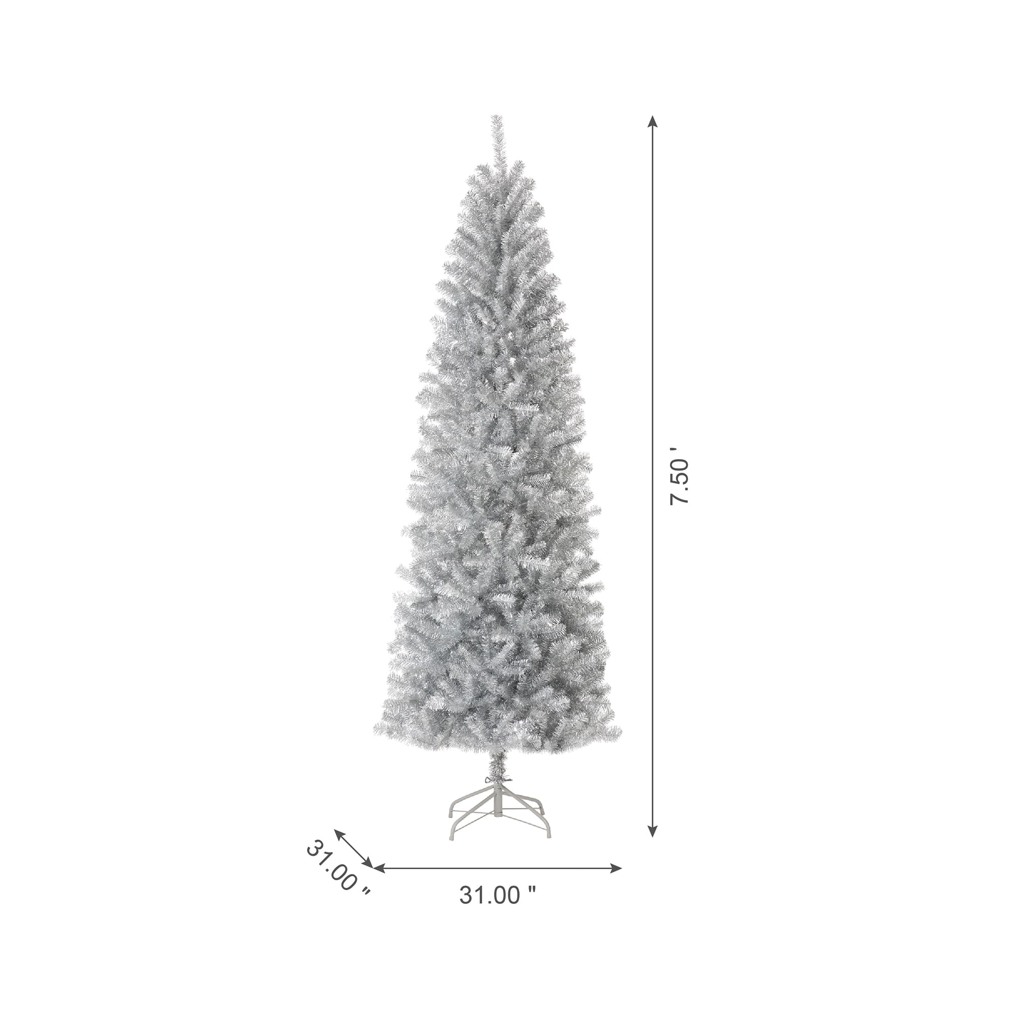 7.5ft. Unlit Silver Tinsel Artificial Christmas Tree