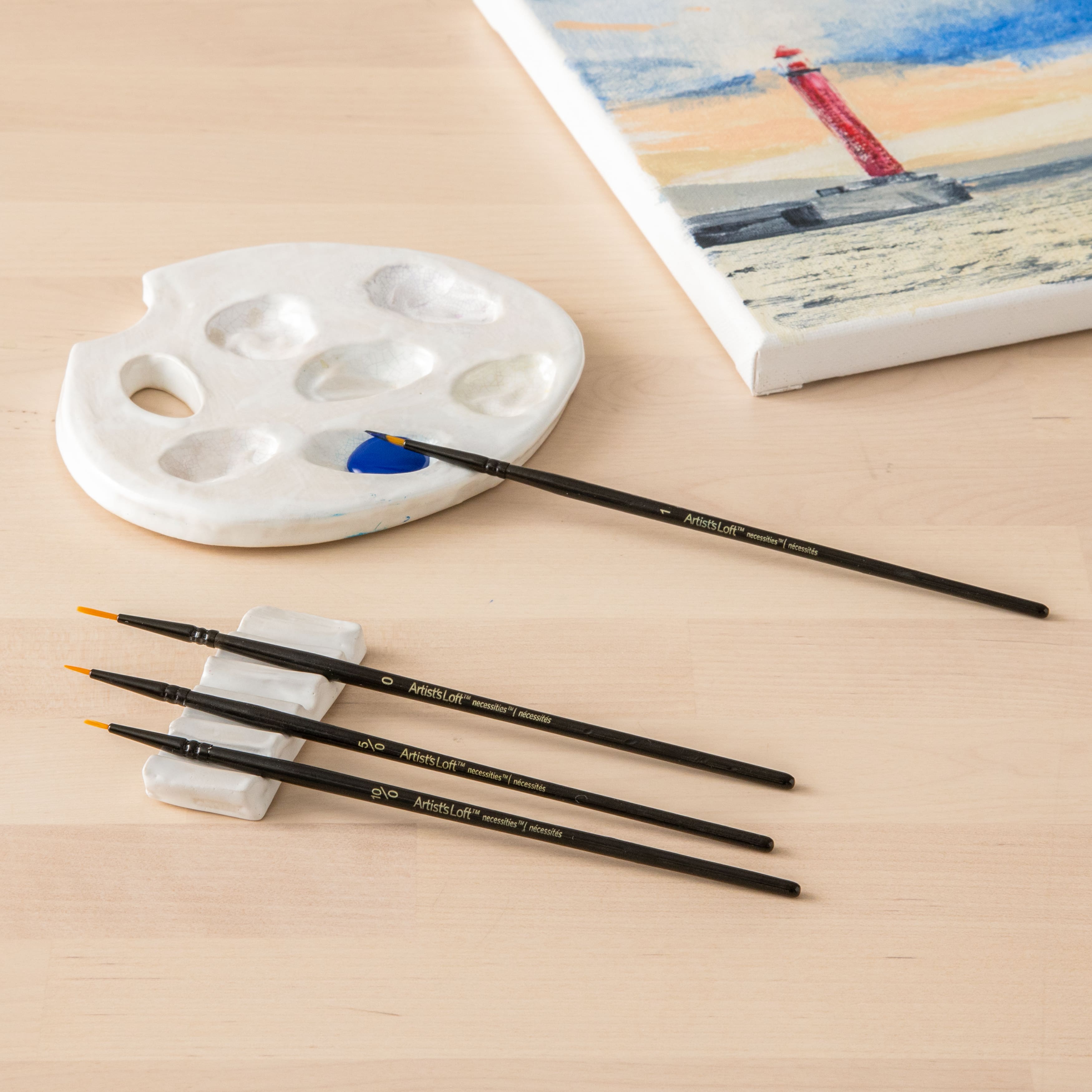 4 Piece Golden Synthetic Round Acrylic Brushes By Artist's Loft®  Necessities™