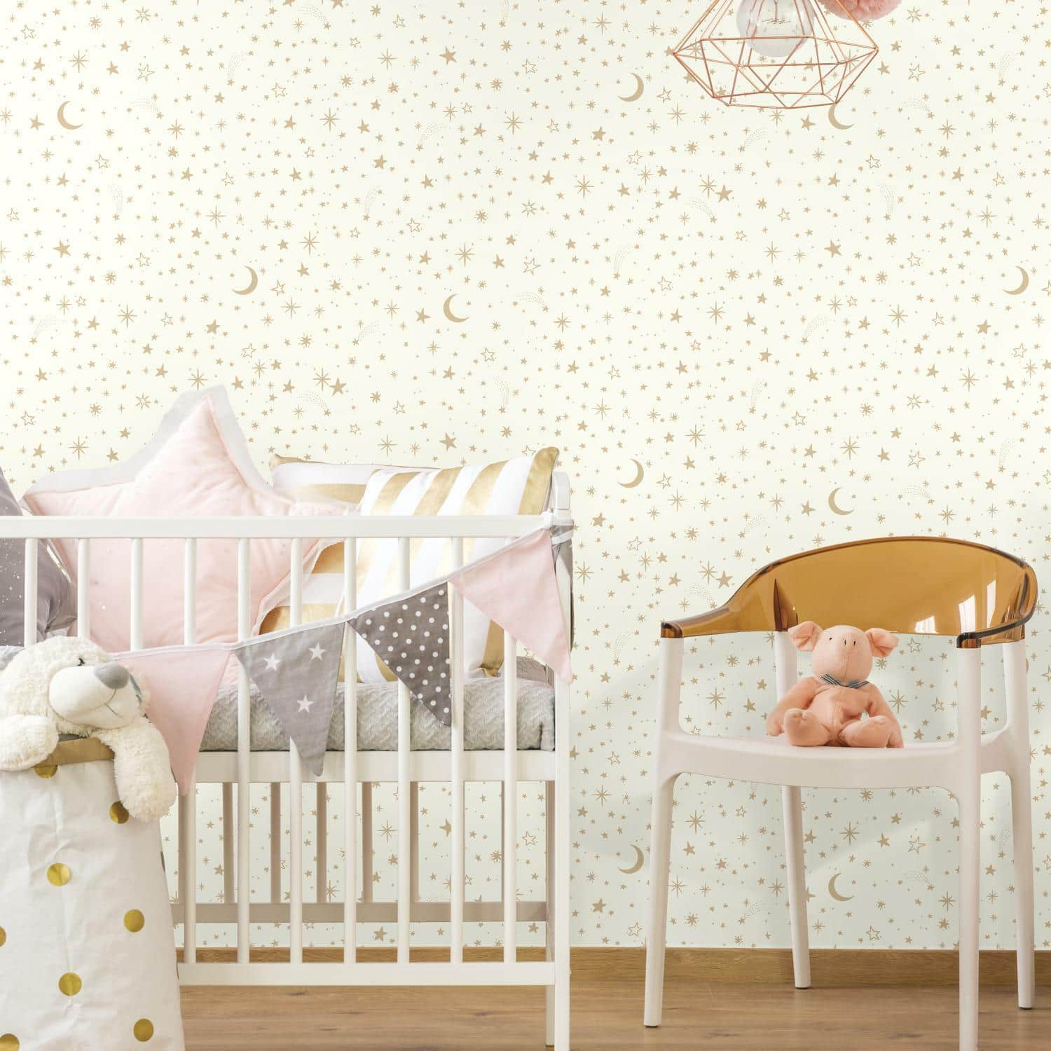 RoomMates Gold Twinkle Little Star Peel &#x26; Stick Wallpaper