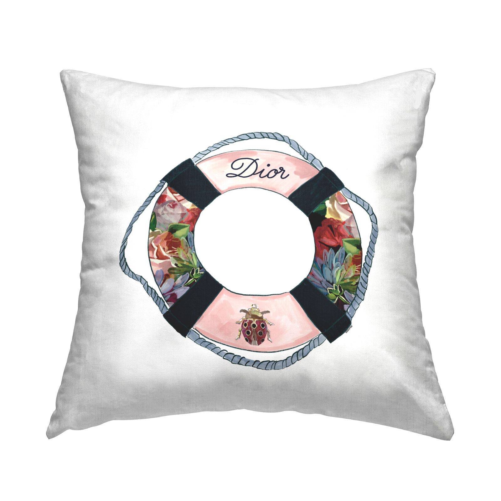 Stupell Industries Glam Fashion Brand Stylish Beach Life Ring Throw Pillow, 18" x 18"