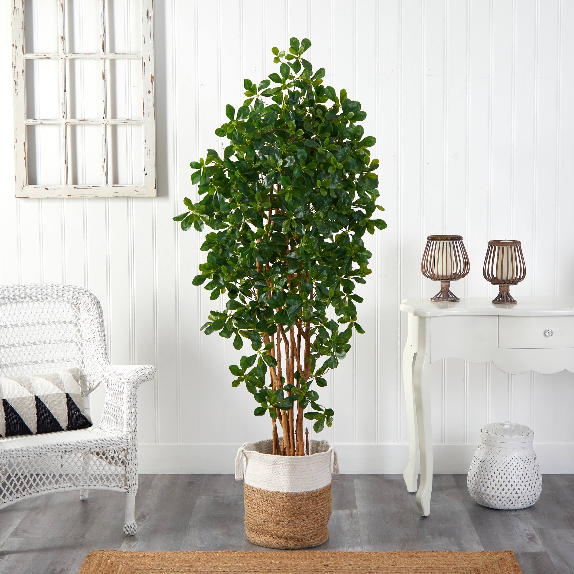 6ft. Black Olive Artificial Tree in Handmade Natural Jute and Cotton Planter