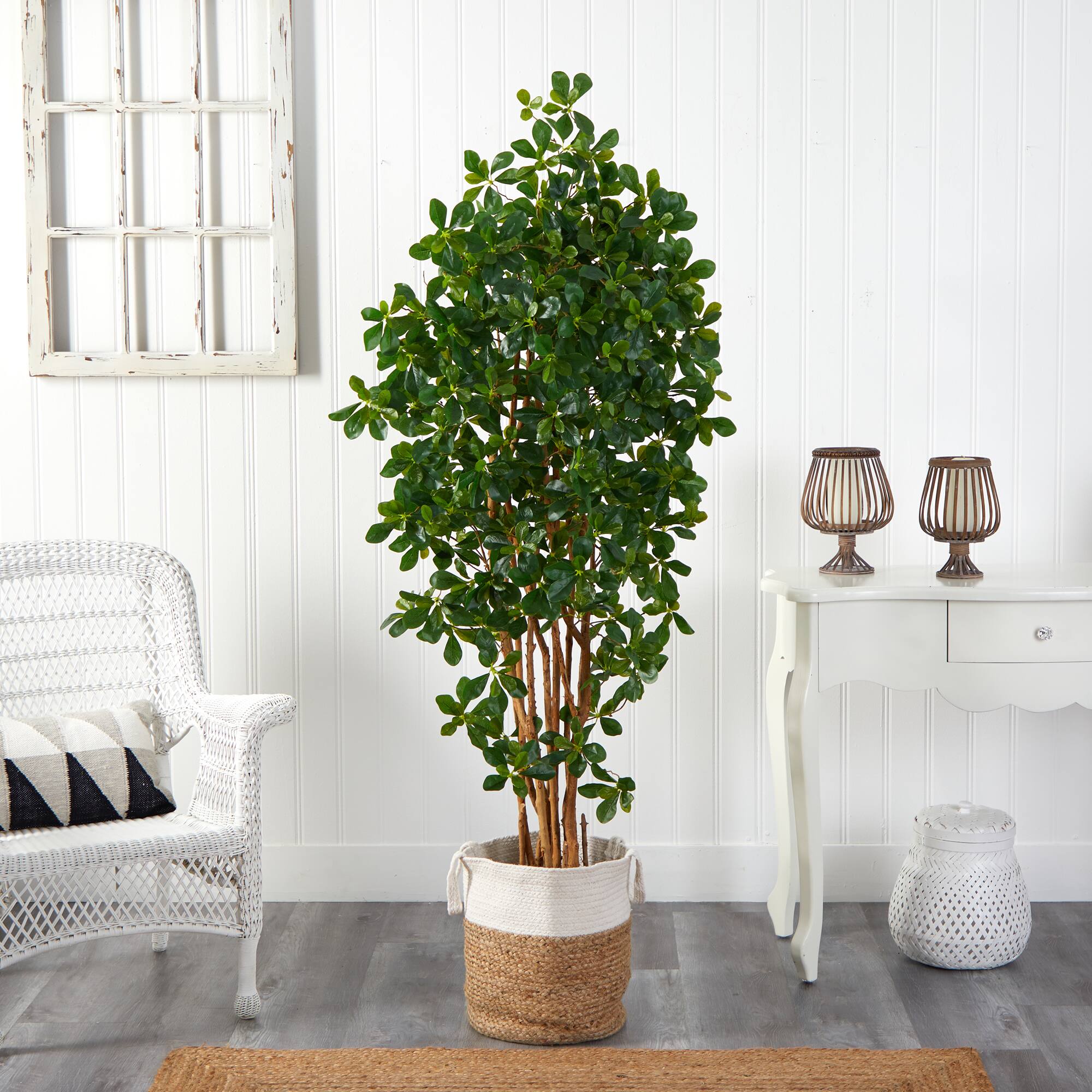 6ft. Black Olive Artificial Tree in Handmade Natural Jute and Cotton Planter