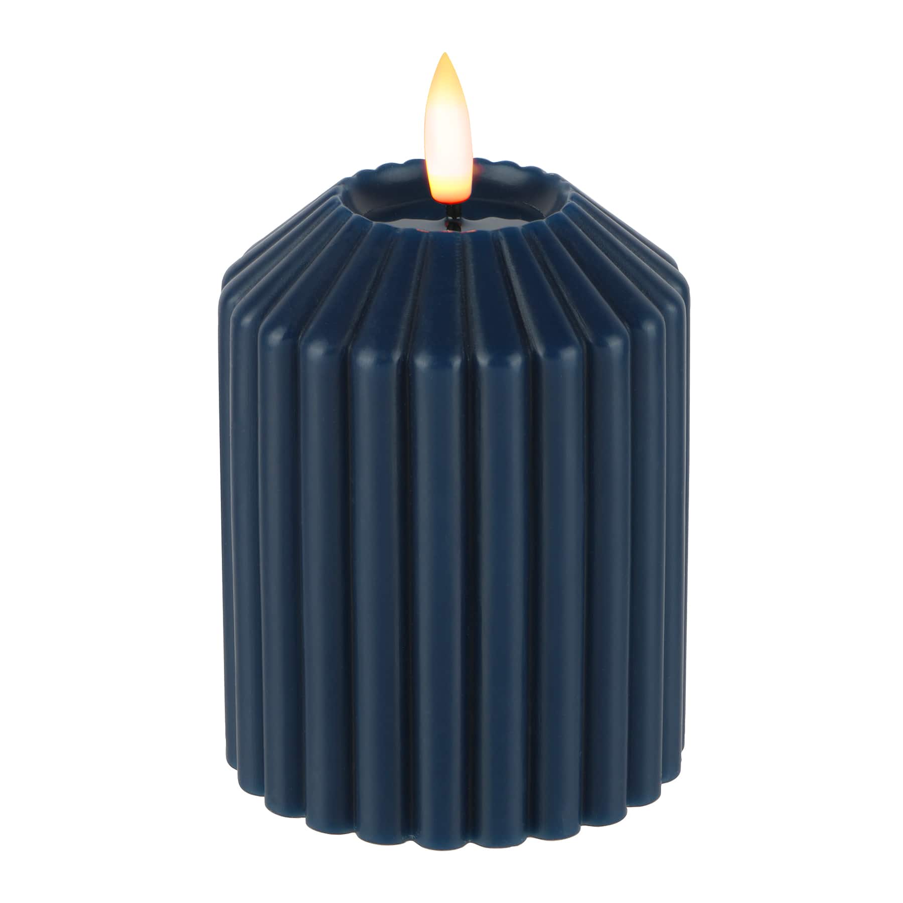 4" Ribbed Wax LED Pillar Candle by Ashland®