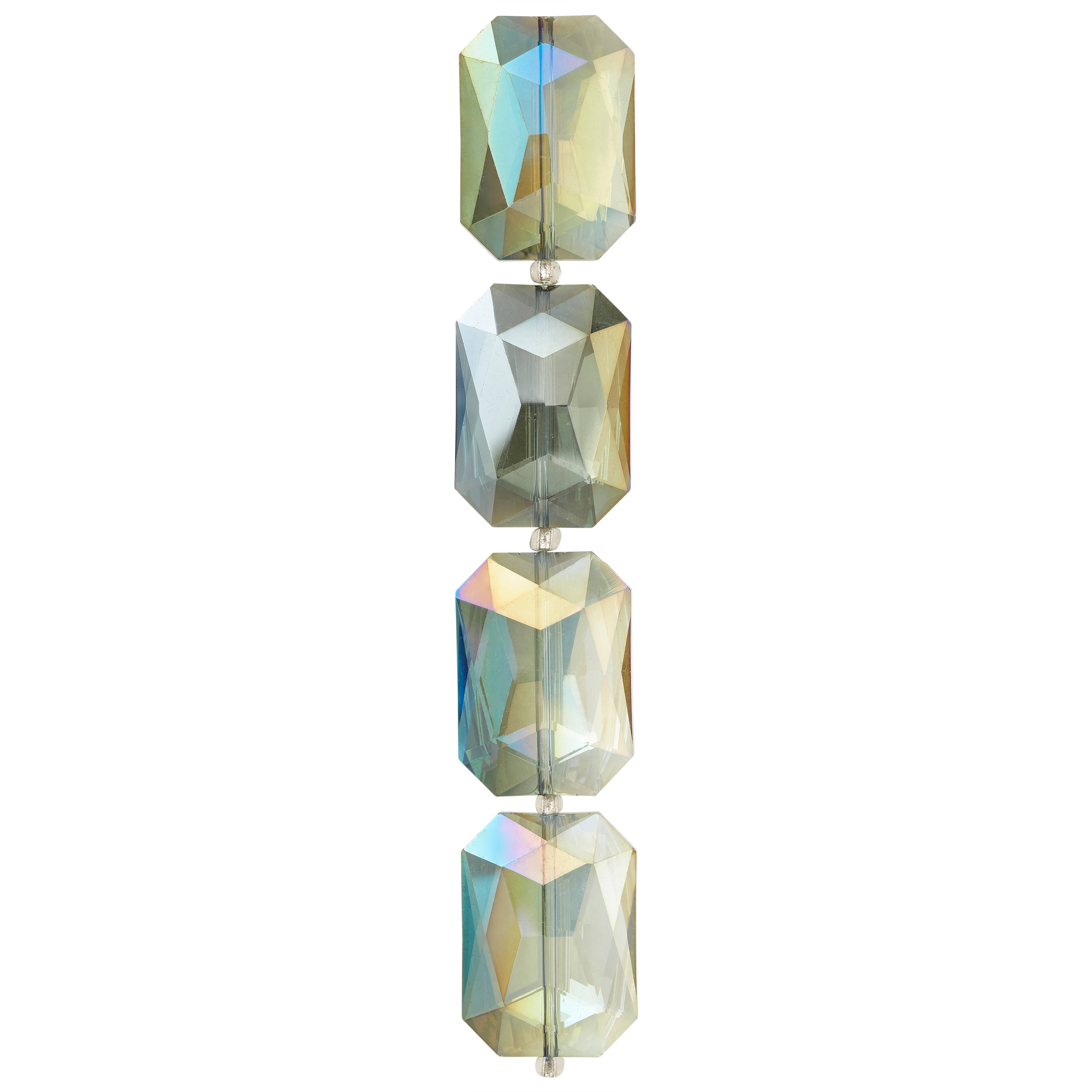 12 Pack: Multicolored Faceted Glass Rectangular Beads, 33mm by Bead Landing&#x2122;