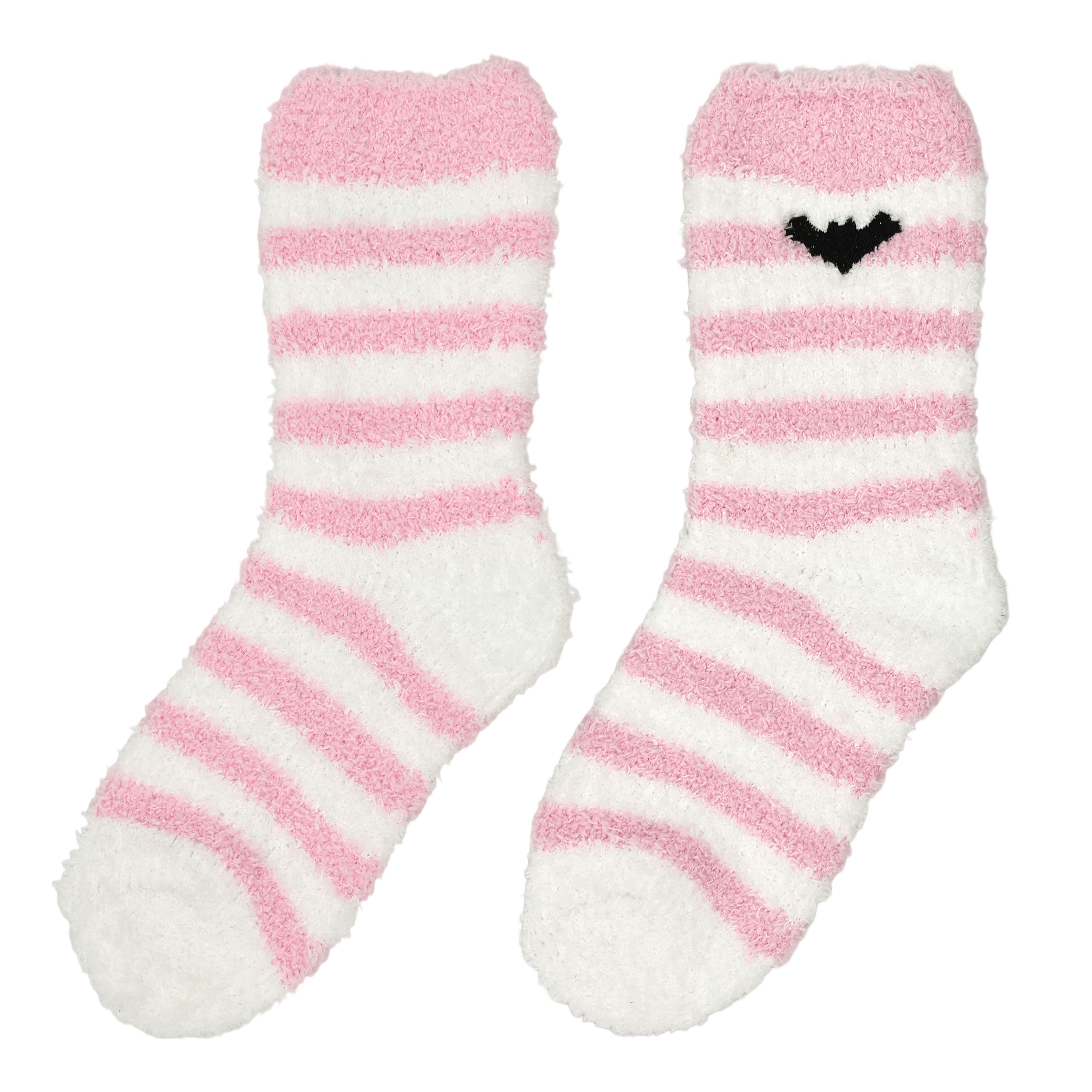 Pink &#x26; White Bat Fuzzy Socks by Creatology&#x2122;