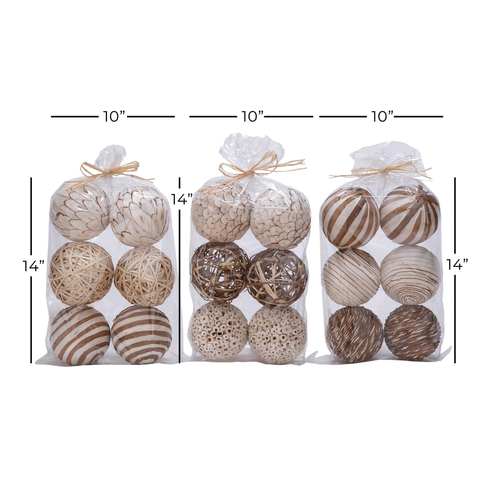 4" Mixed White & Natural Floral Vase Filler Orb Set