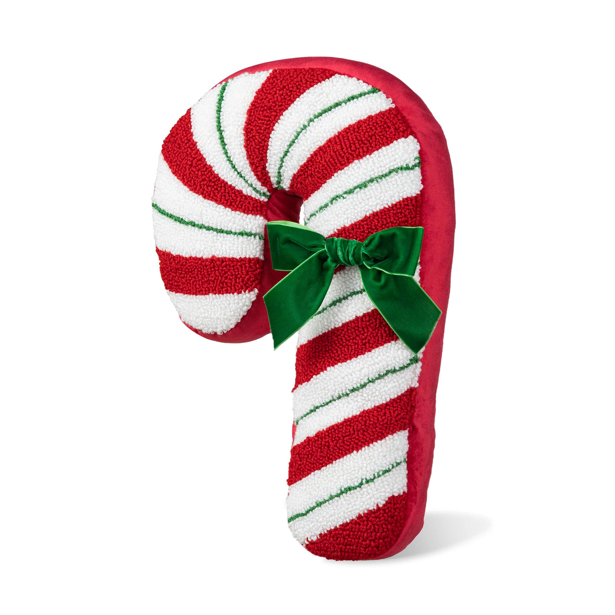 Glitzhome&#xAE; 15.75&#x22; Hooked Christmas Candy Cane Pillow