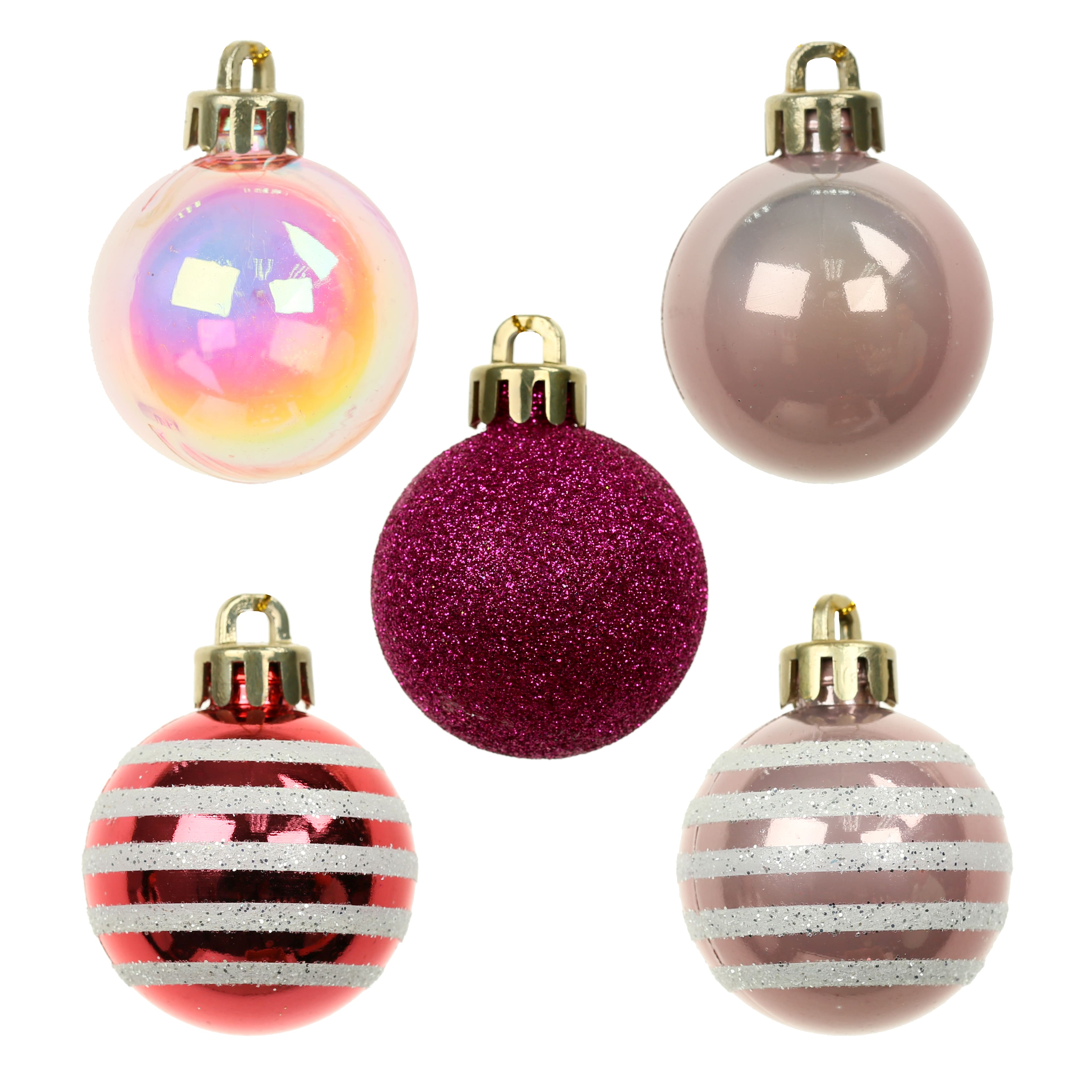 7 Pack 1.5&#x22; Pink Striped Shatterproof Ball Ornaments by Ashland&#xAE;