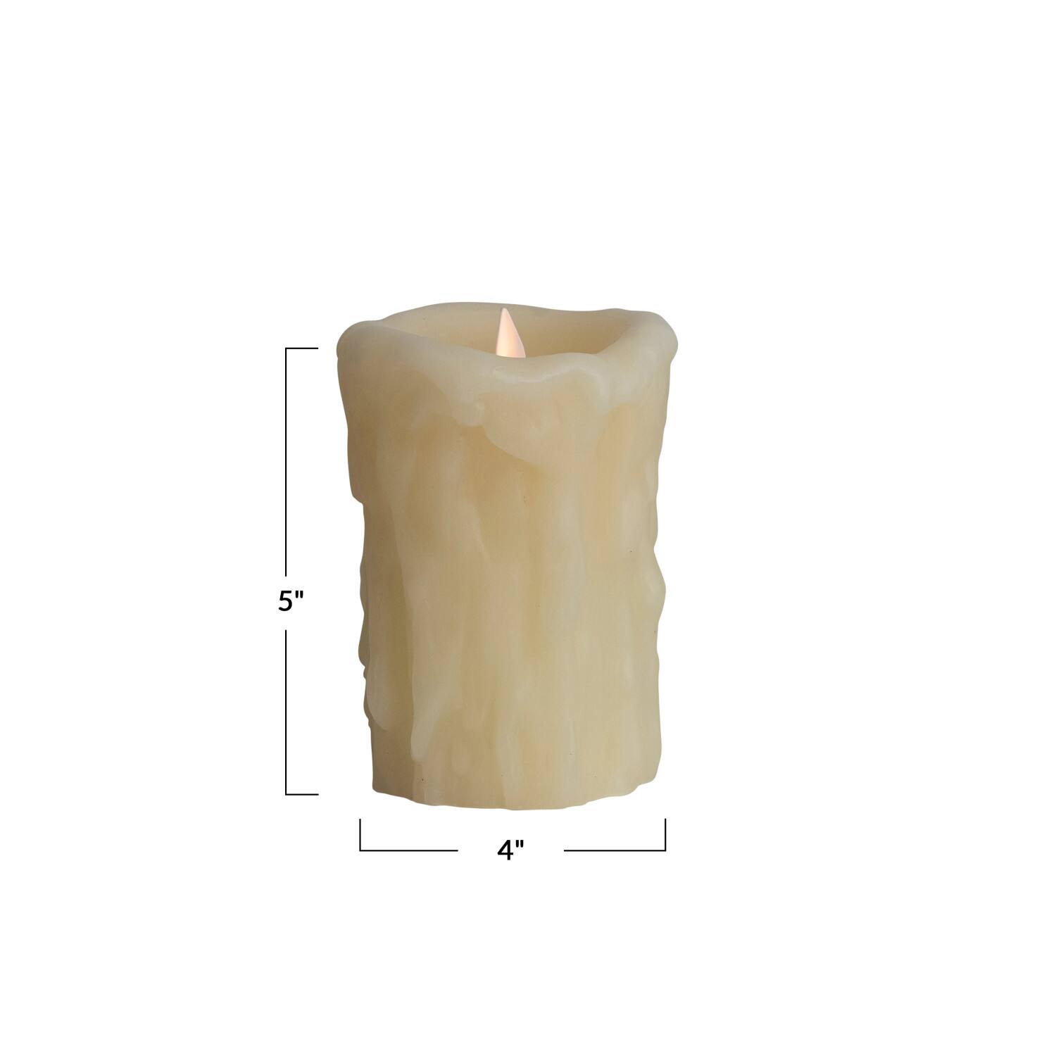Hello Honey® 5" Ivory Pillar LED Candle with Embossed Faux Melted Wax