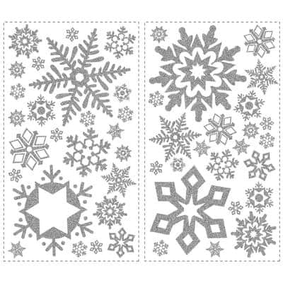 Roommates Glitter Snowflakes Peel & Stick Wall Decals 