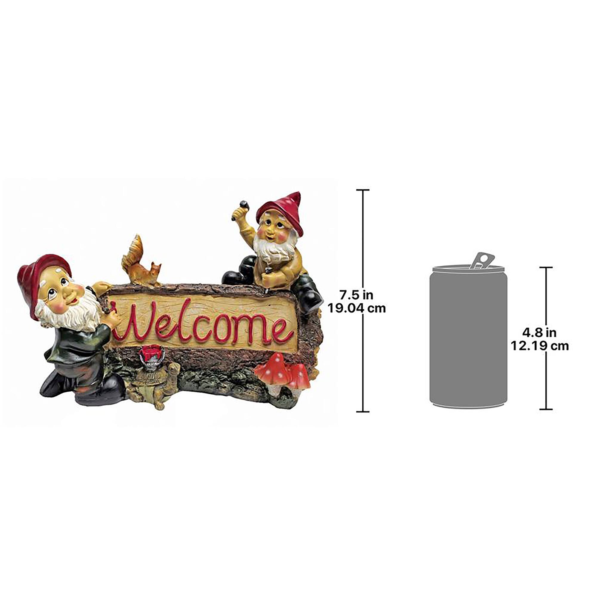 Design Toscano 11&#x22; Greetings from the Garden Gnomes Welcome Statue