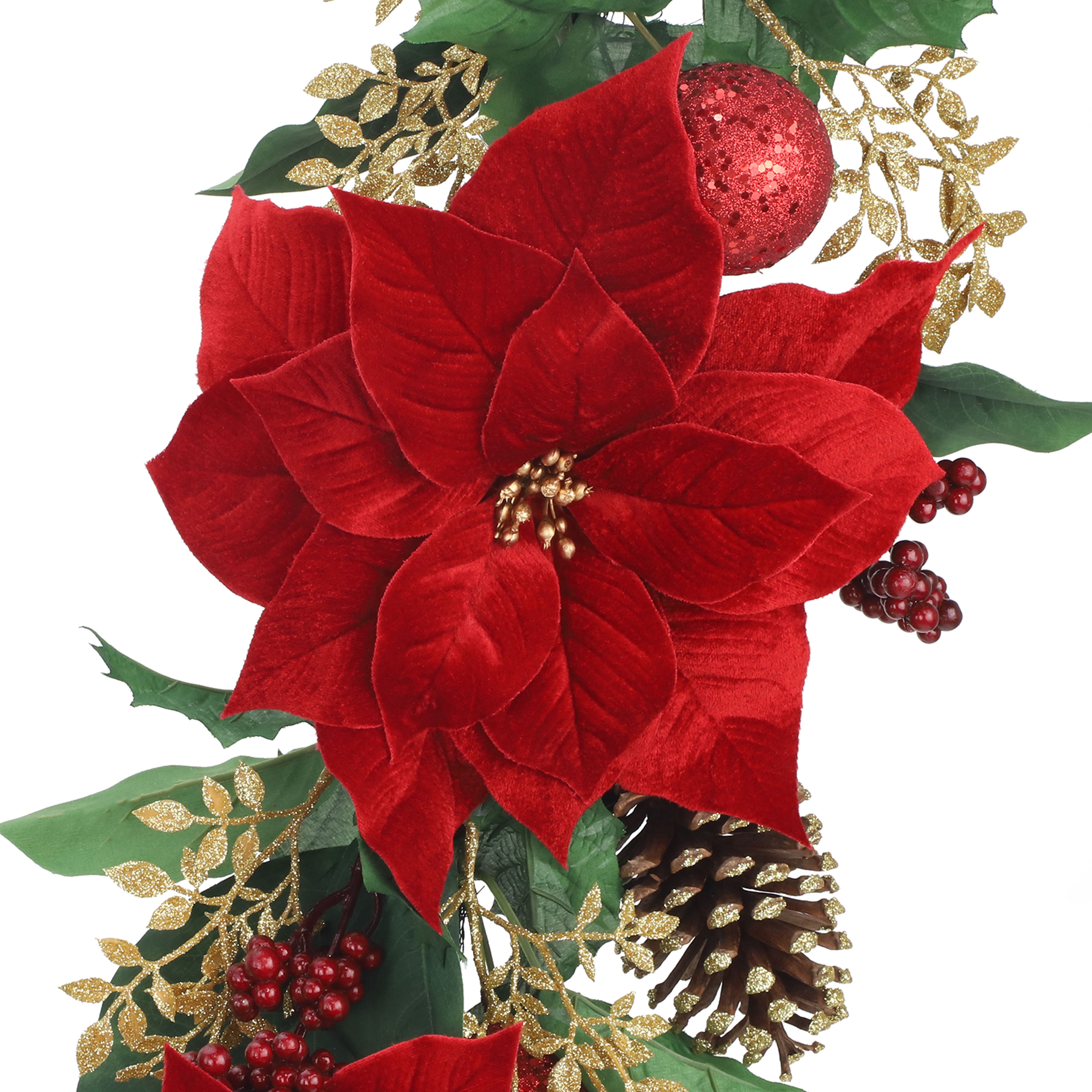 6ft. Red Poinsettia, Ornament & Pinecone Garland by Ashland®