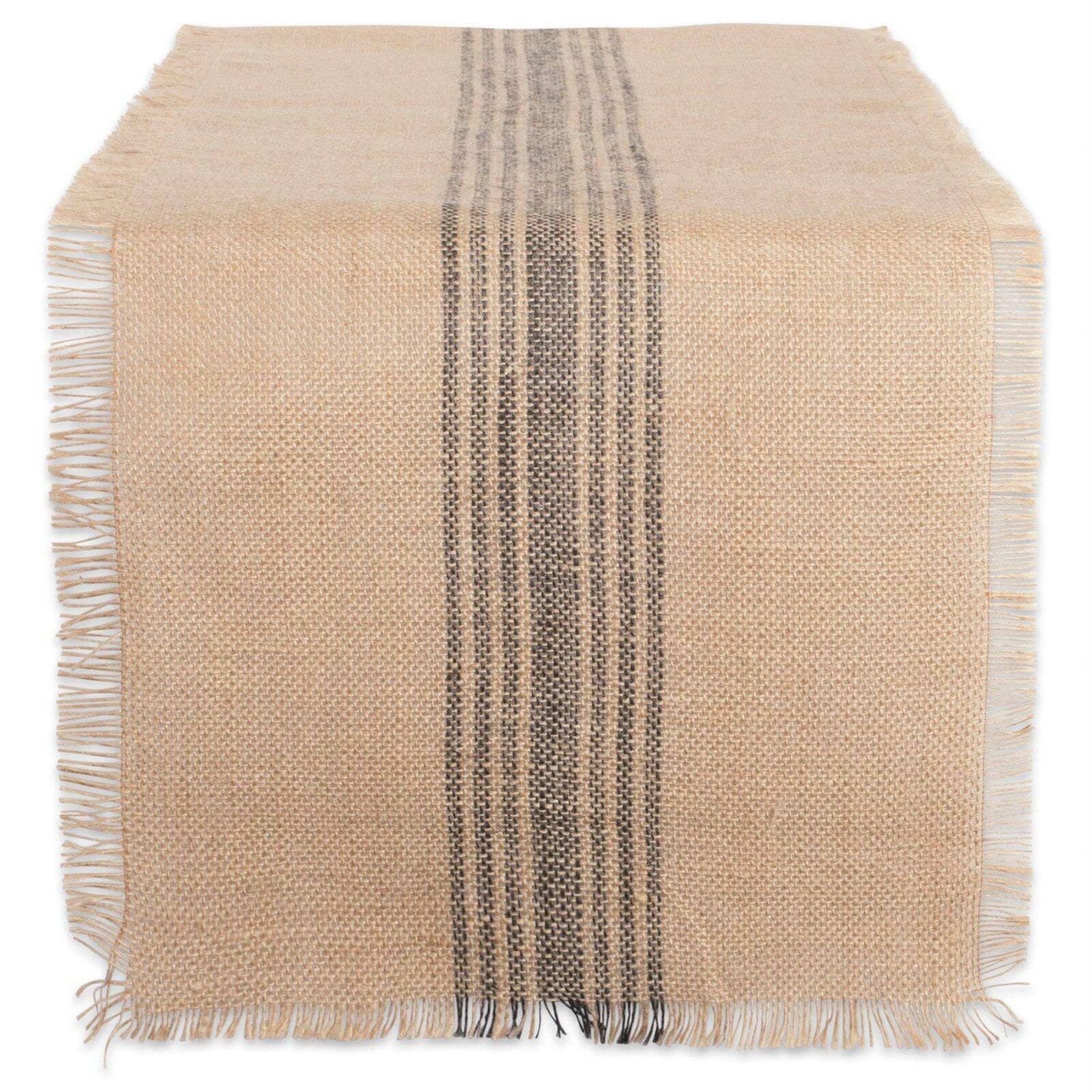 DII&#xAE; 108&#x22; Middle Stripe Burlap Table Runner