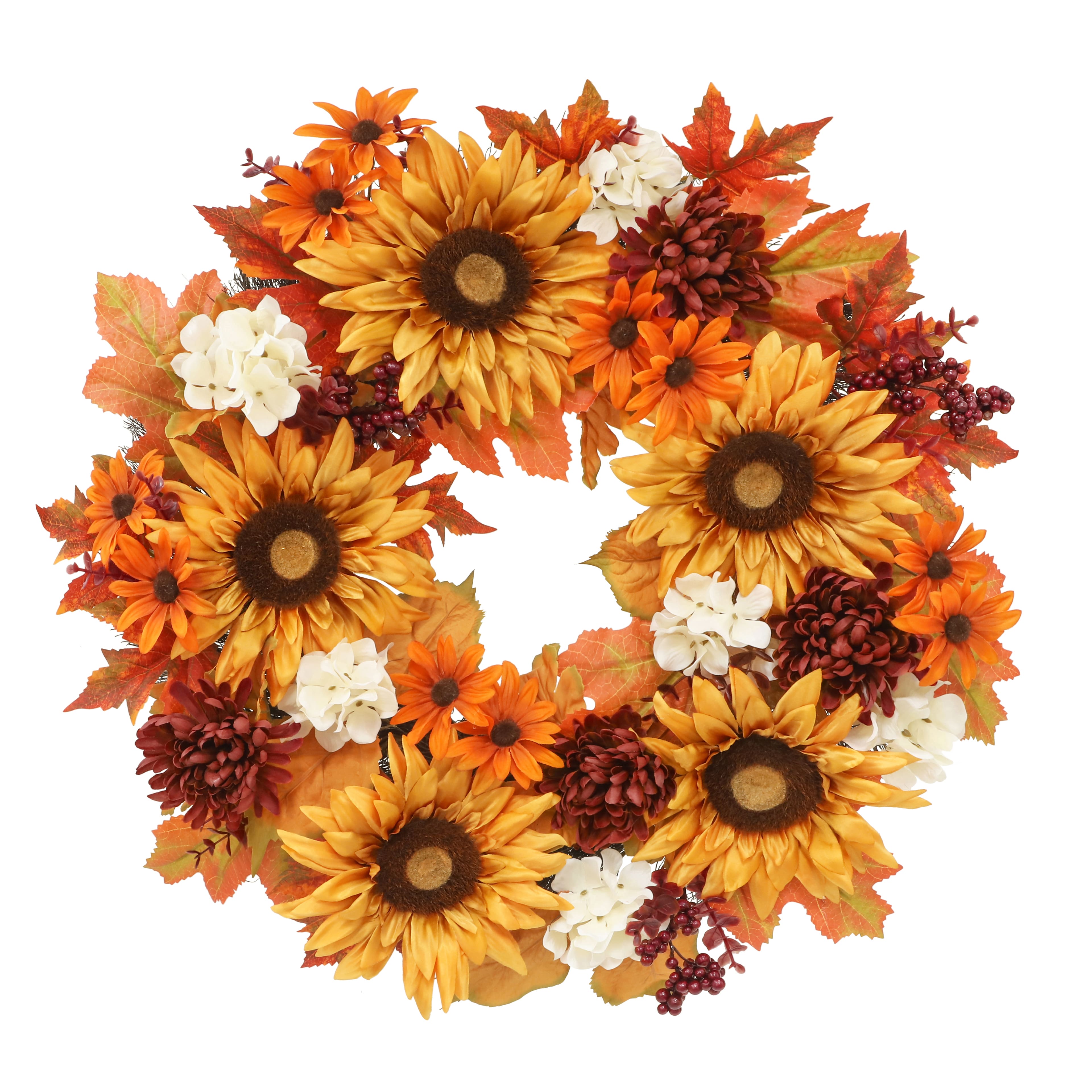 22" Orange Sunflower & Mum Wreath by Ashland®