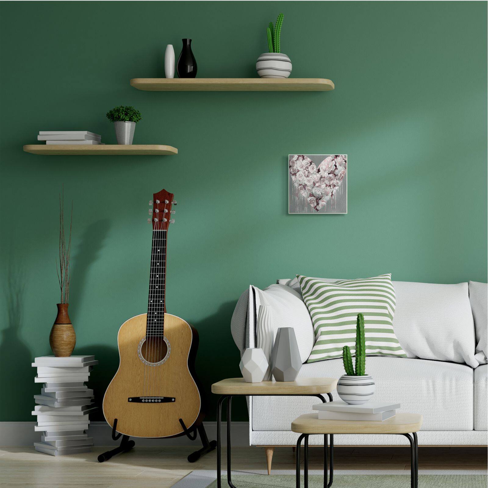 Stupell Industries Pink Rose Heart over Grey with Paint Drip Wood Wall Plaque