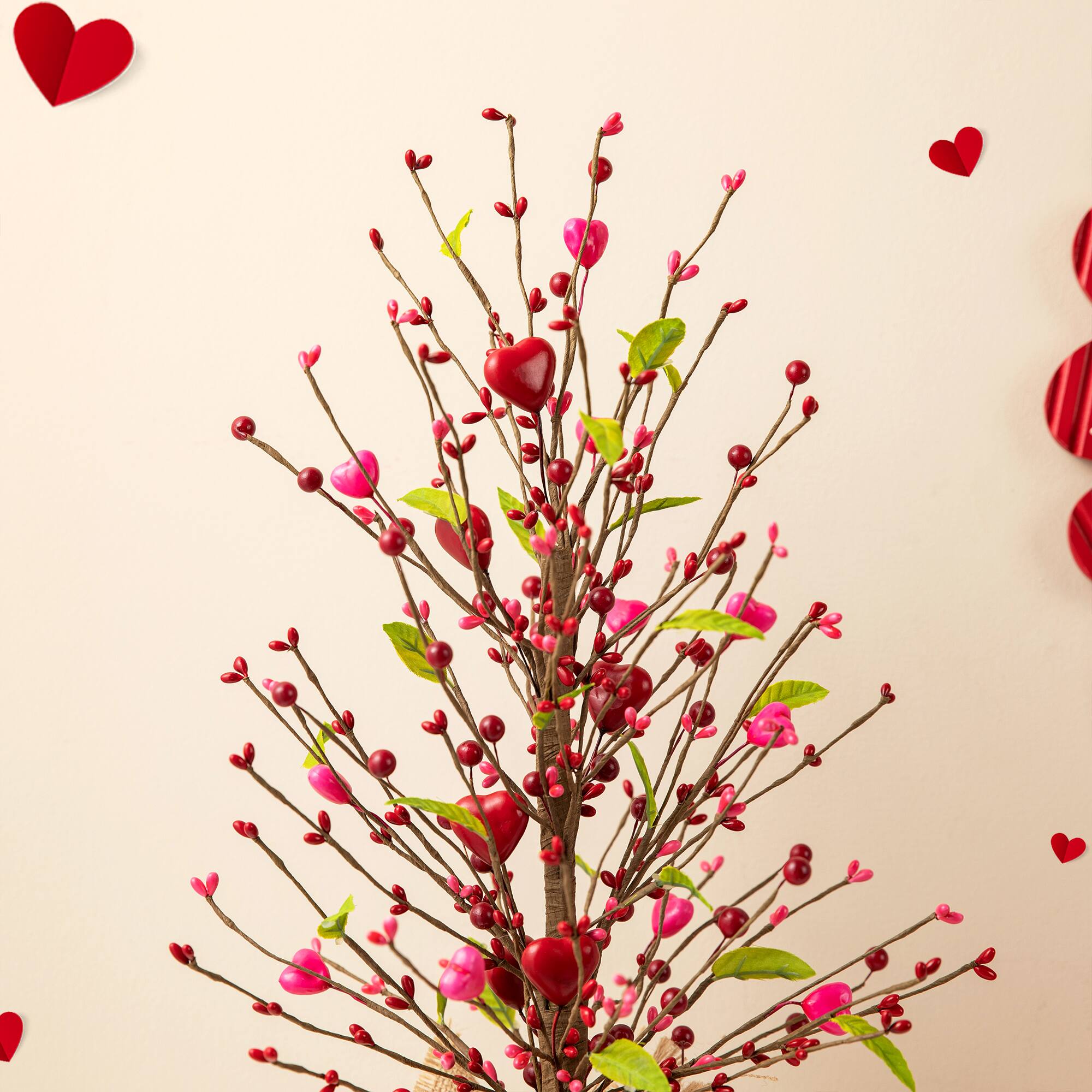Glitzhome® 20" Valentine's Berry Heart Table Tree