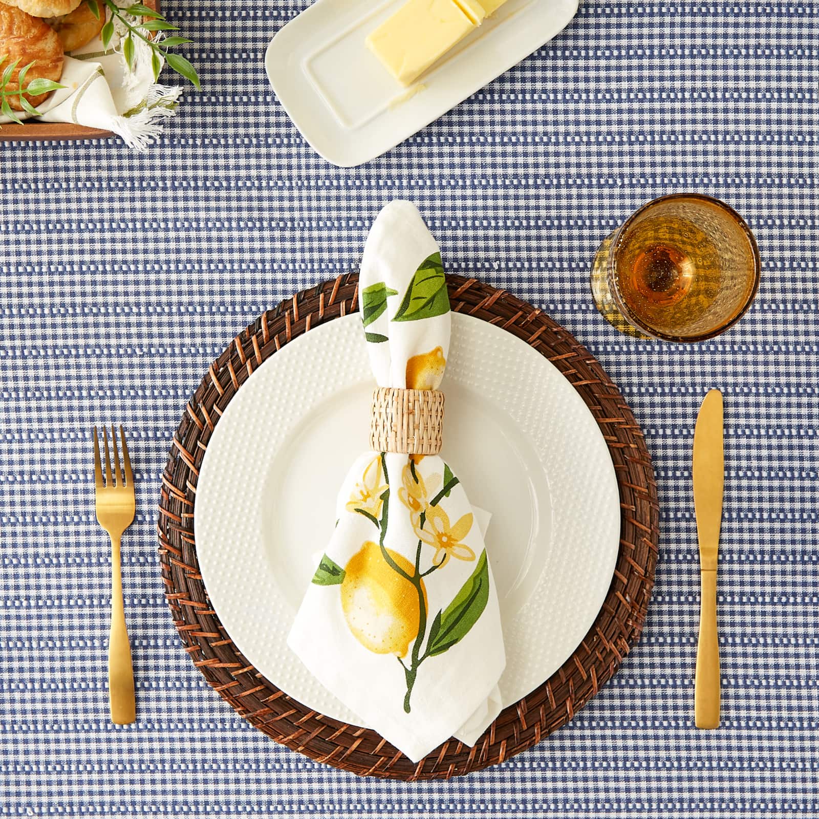 DII&#xAE; French Blue Farmhouse Gingham Tablecloth