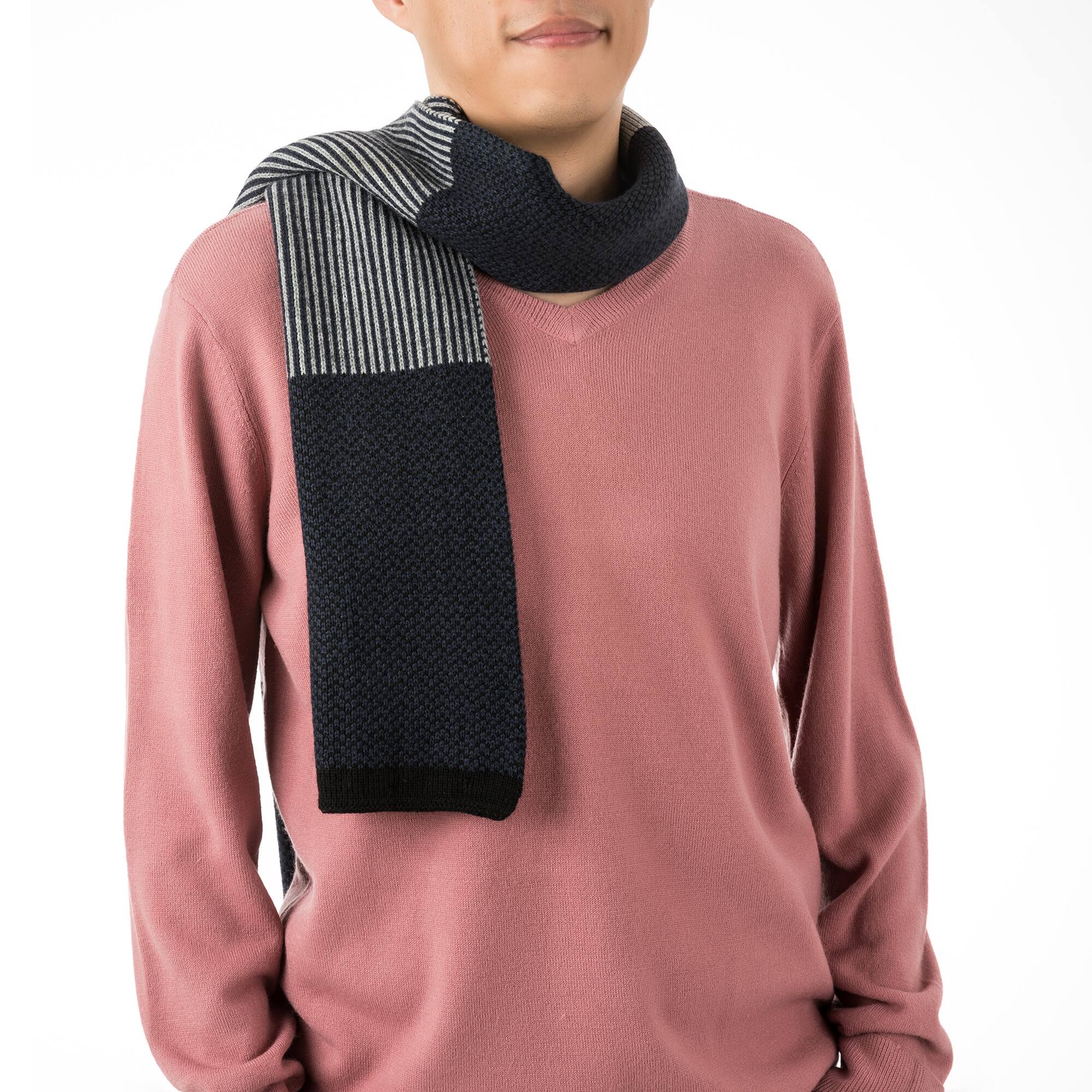 Glitzhome® 70" Men's Black, White & Gray Scarf