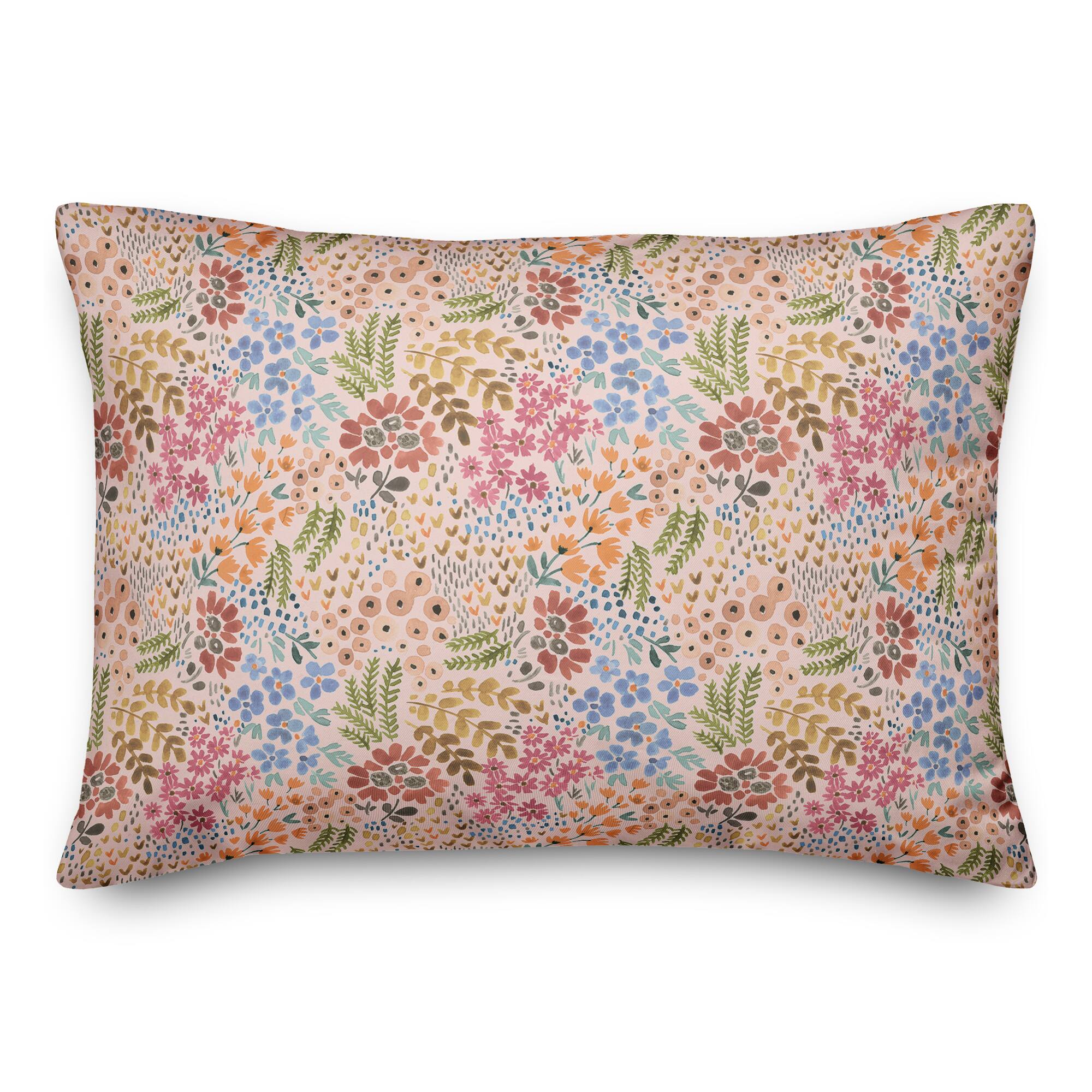 Wild Flower Floral Lumbar Throw Pillow