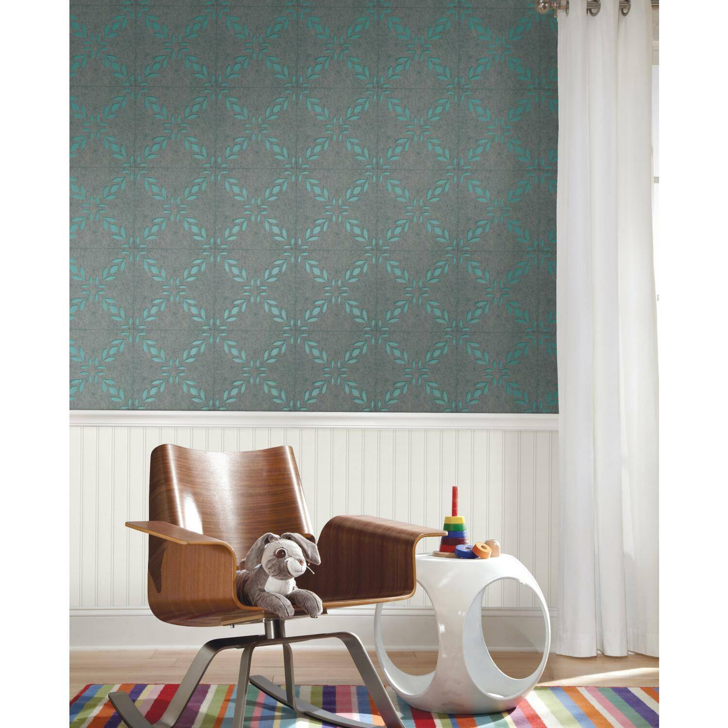 Rommates Gray Botanical Trellis Acoustical Peel &#x26; Stick Tiles
