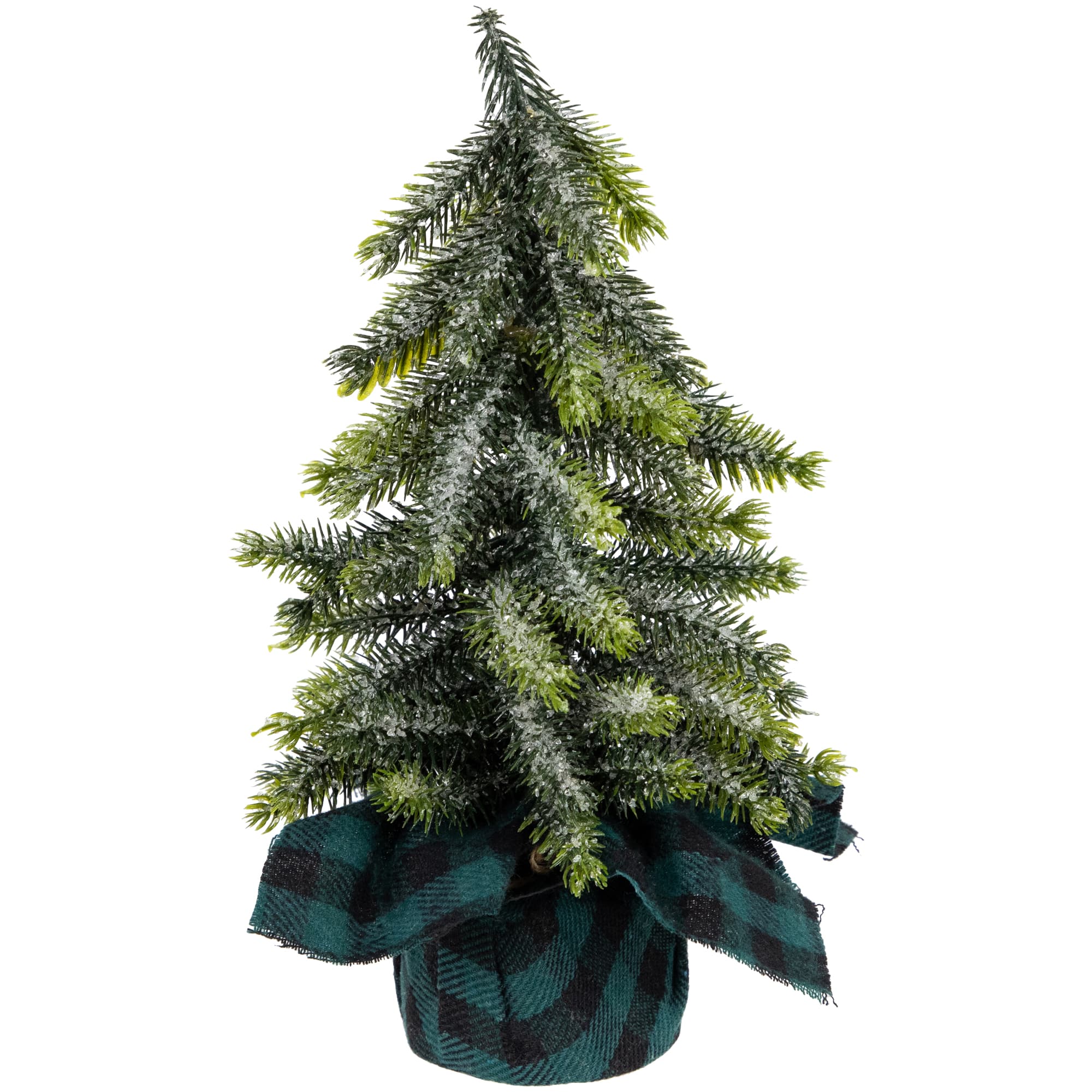 9&#x22; Unlit Iced Downswept Pine Artificial Christmas Tree Set