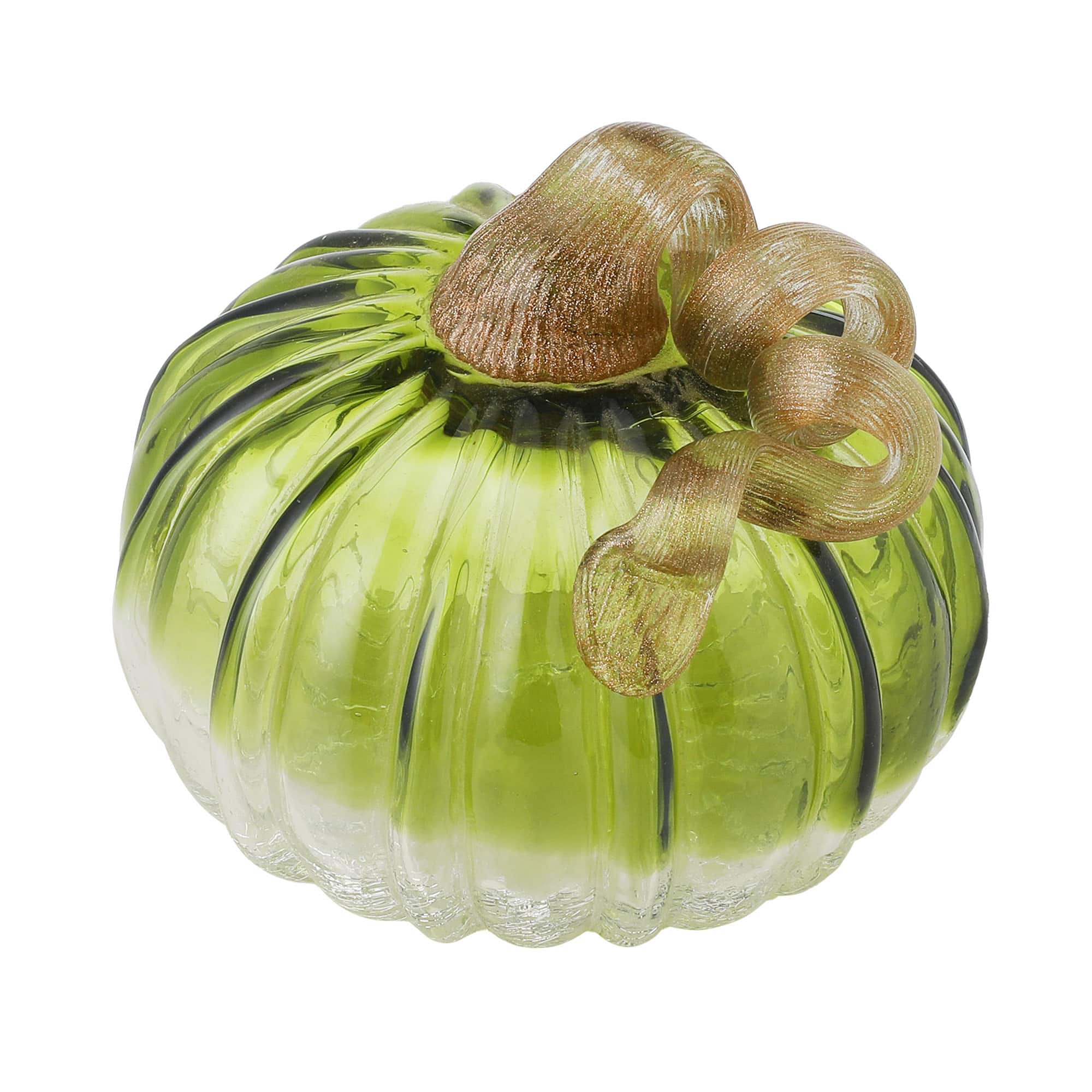 Glitzhome&#xAE; Short Crackle Glass Pumpkin, Green