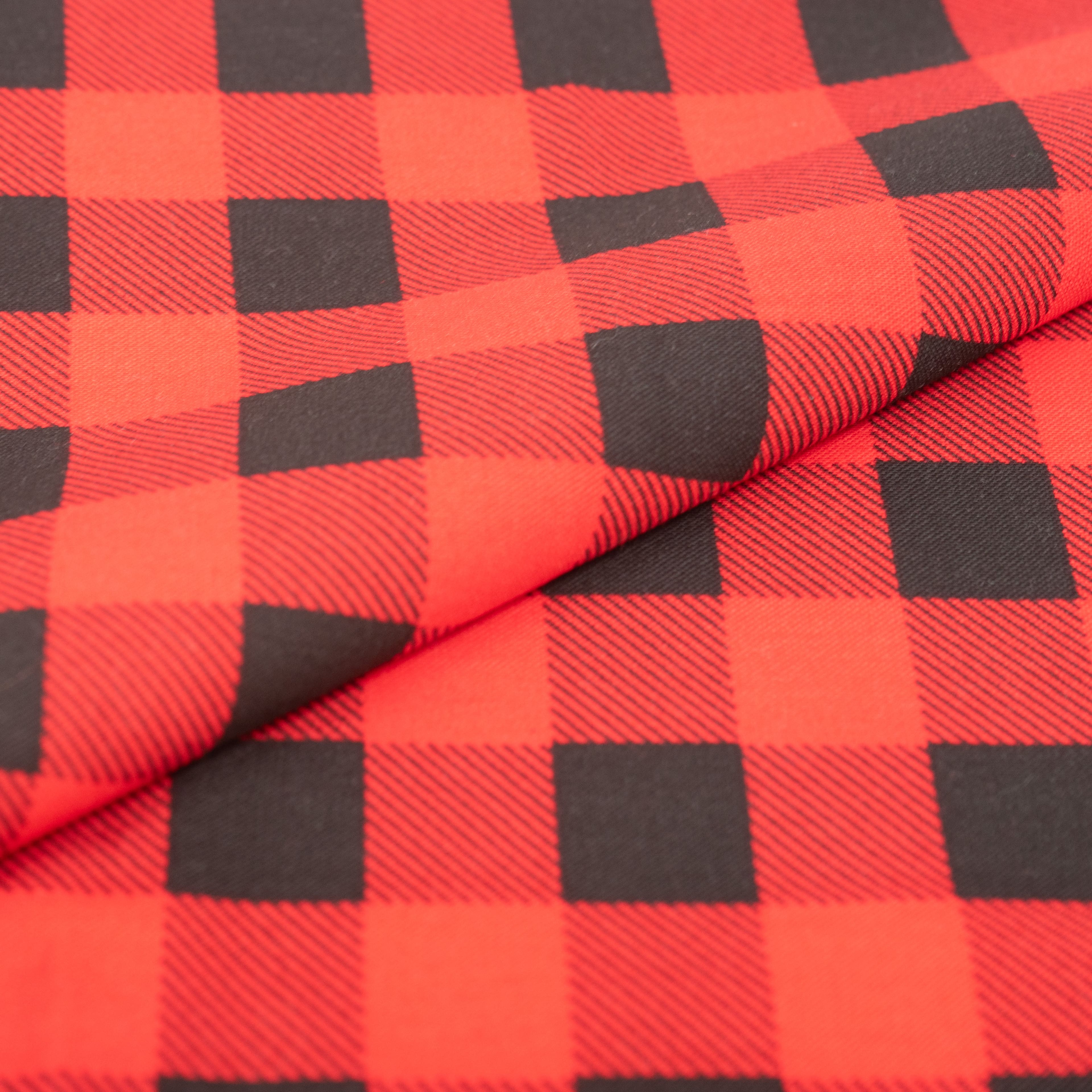 SINGER Red &#x26; Black Buffalo Check Cotton Fabric