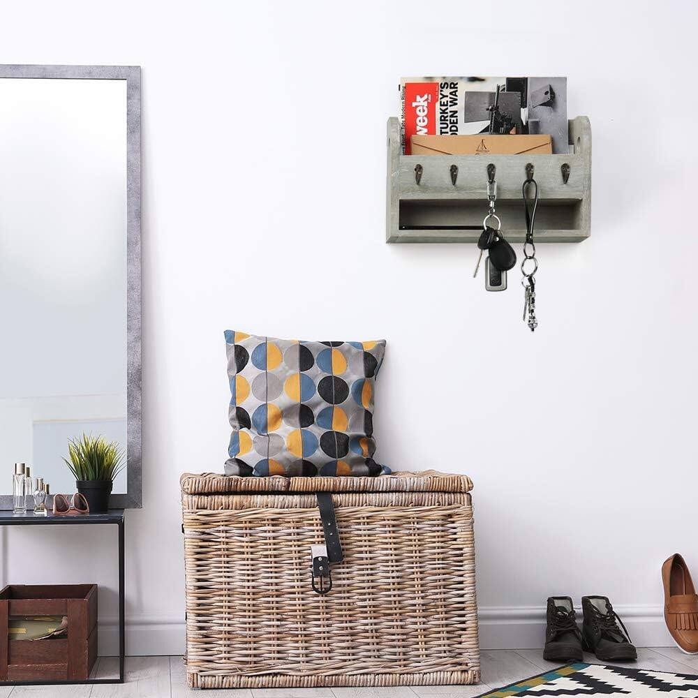 NEX™ Rustic Gray Wood Wall Mounted Mail & Key Holder