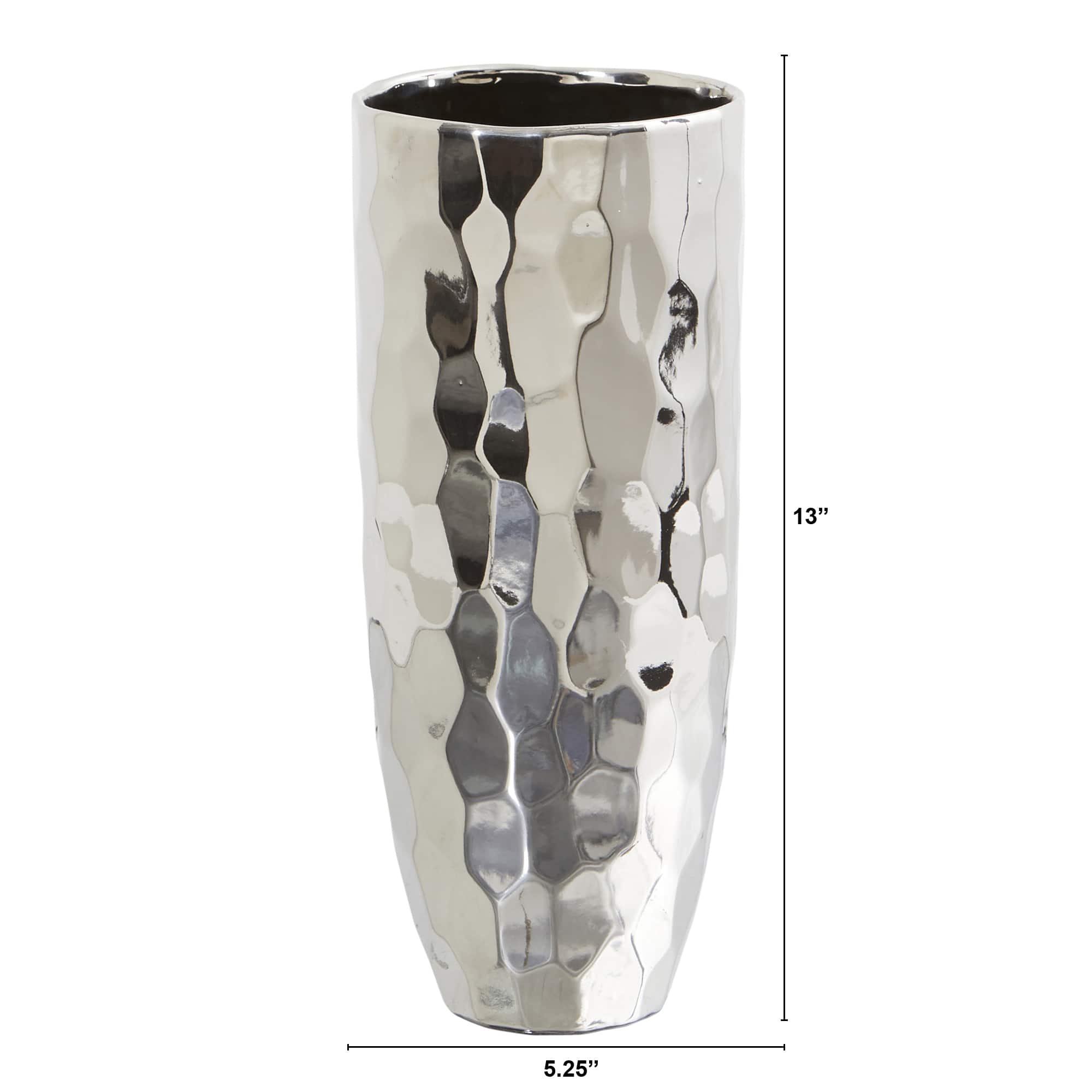 13&#x22; Designer Silver Cylinder Vase
