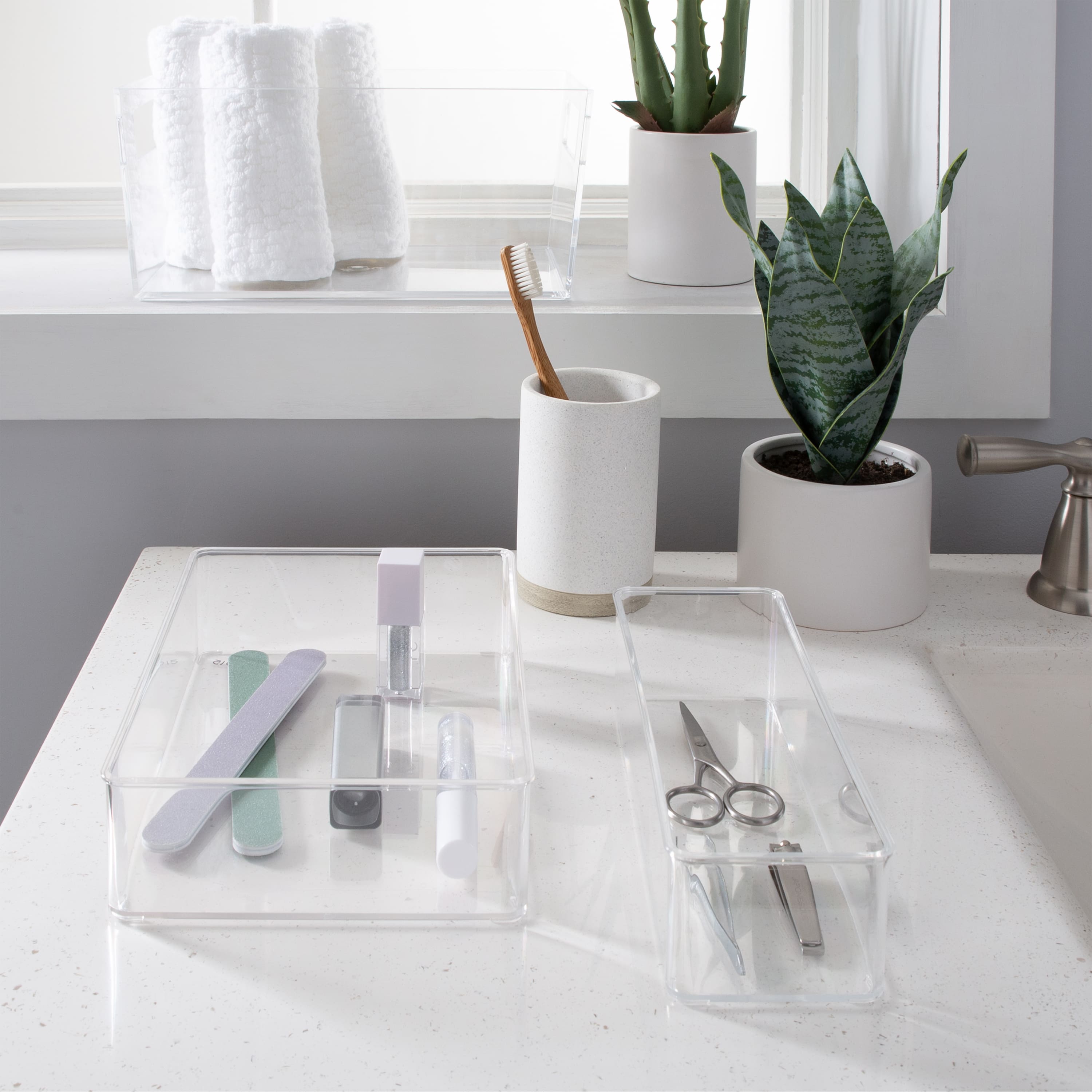 Simplify Medium Narrow Clear Drawer Organizer