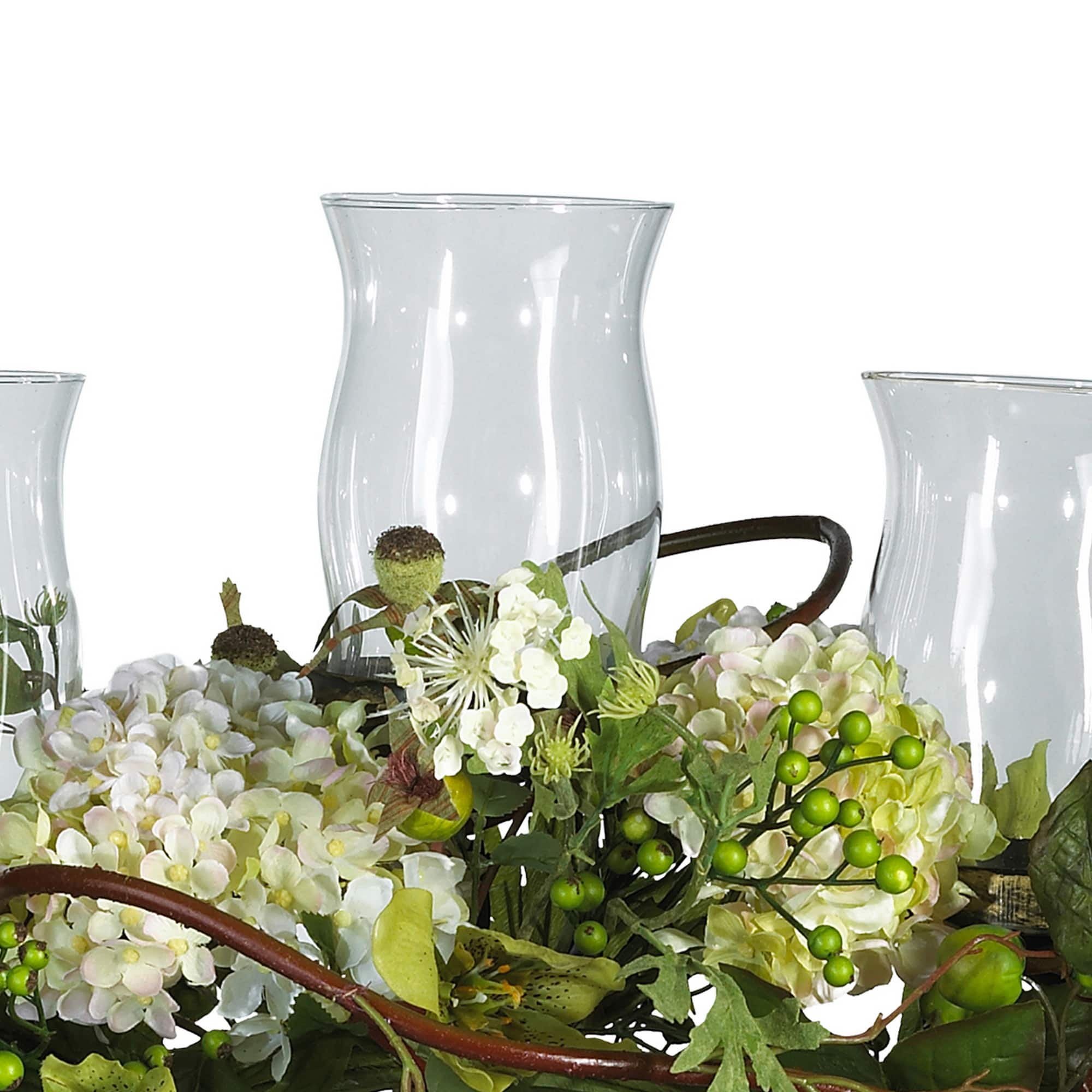12.5" Hydrangea Triple Candelabrum Centerpiece