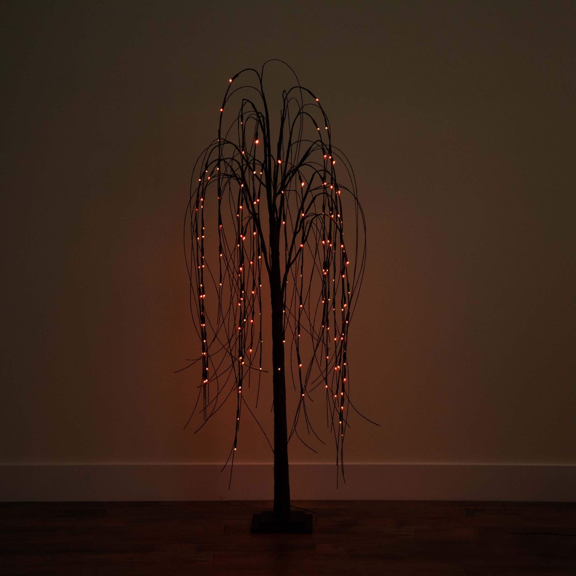 5ft. Orange &#x26; Purple LED Pre-Lit Halloween Black Willow Artificial Fall Tree