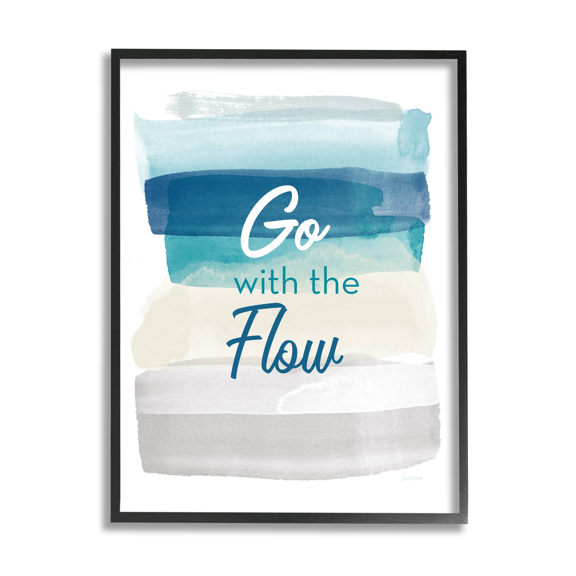 Stupell Industries Go with the Flow Nautical Beach Tone Wall Art in Black Frame