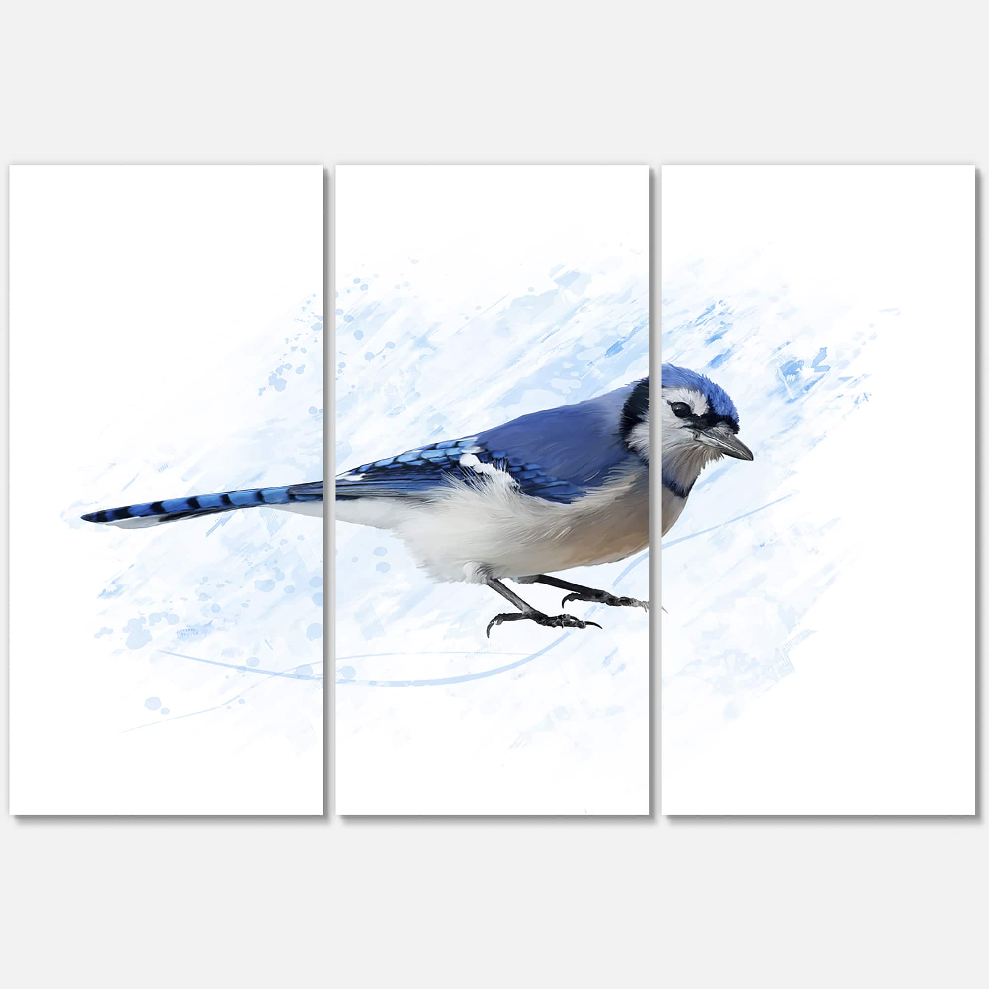 Designart - Vintage Blue Jay Bird - Traditional Canvas Wall Art Print