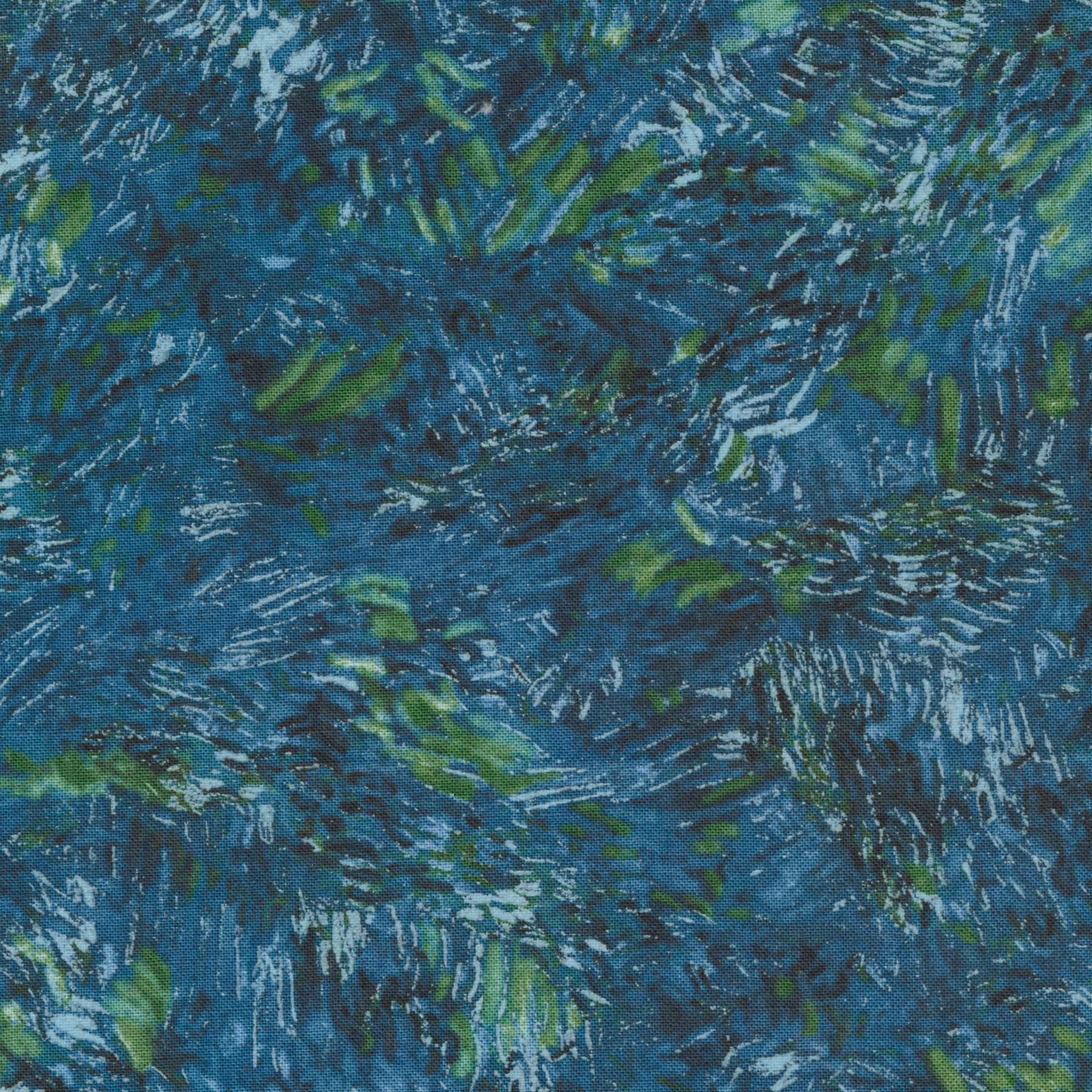 Robert Kaufman Blue Green Brush Strokes Cotton Fabric