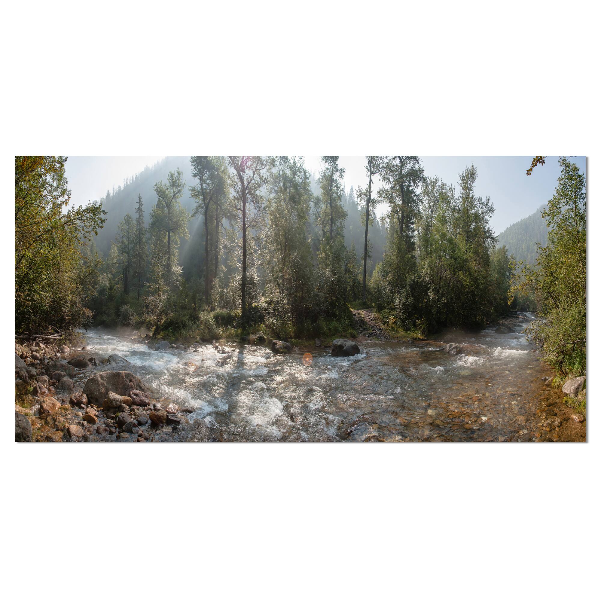 Designart - Mountain River Panorama - Landscape Canvas Art Print