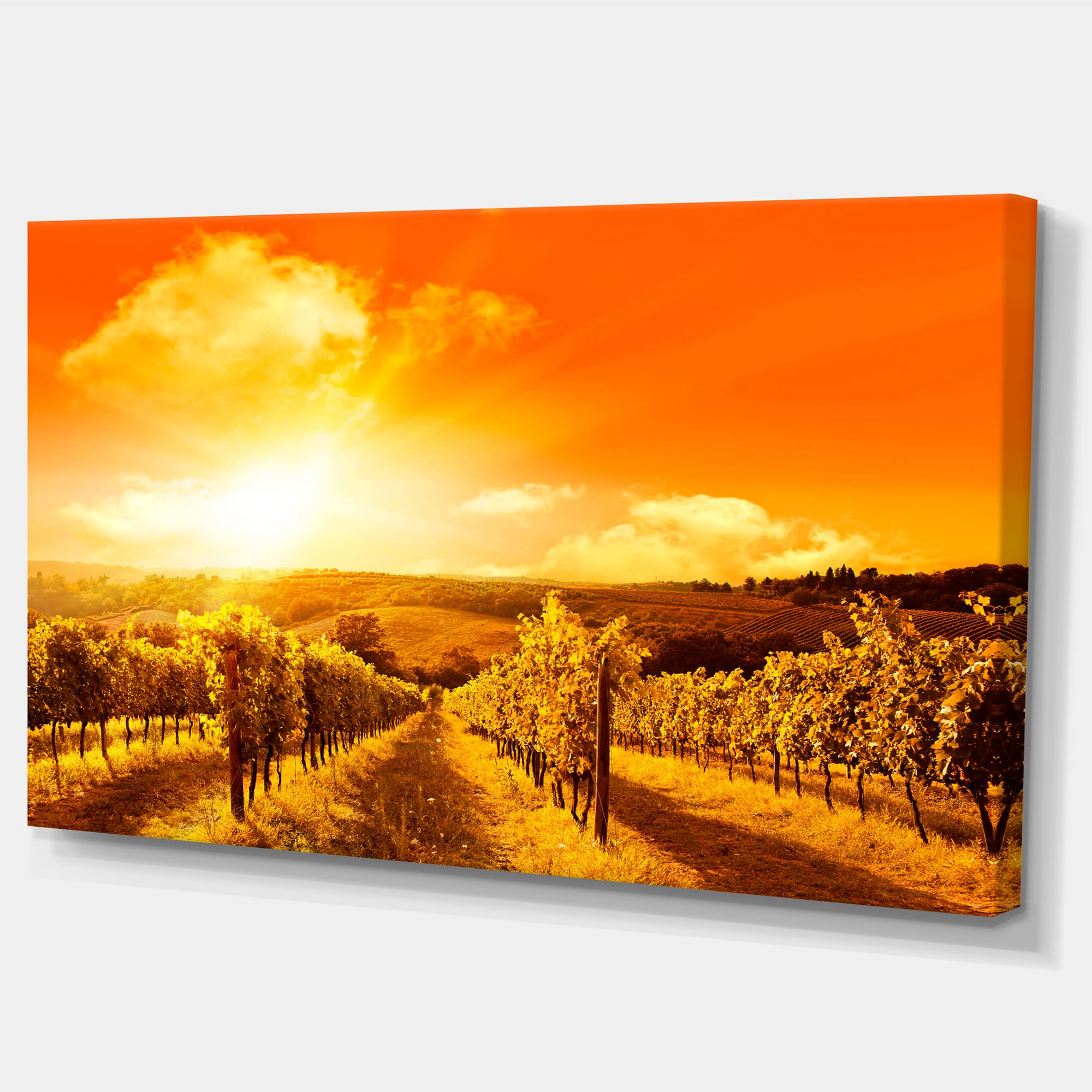 Designart - Scenic Sunset Road in Italy - Large Landscape Canvas Art