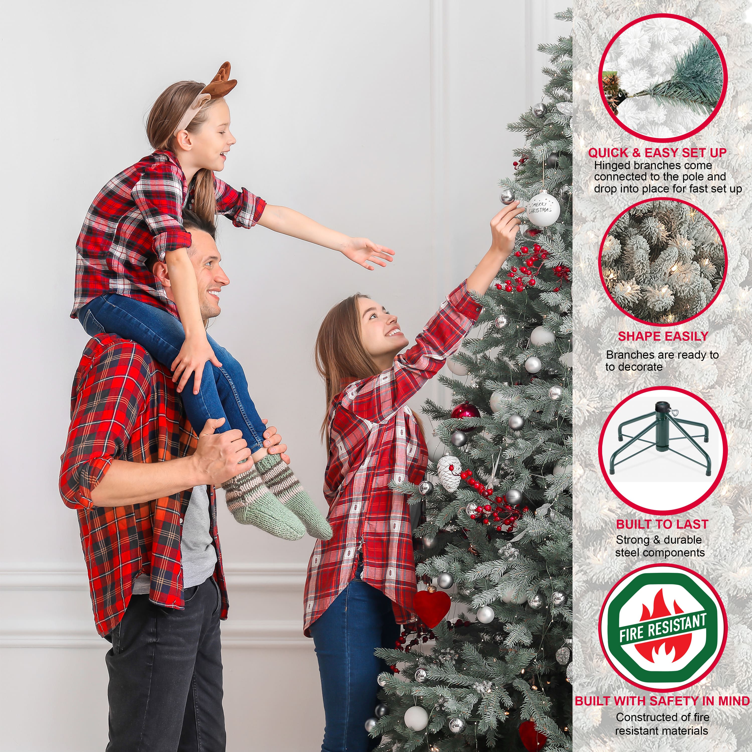 7.5ft. Pre-Lit Frosted Boulder Pine Artificial Christmas Tree, Clear Lights