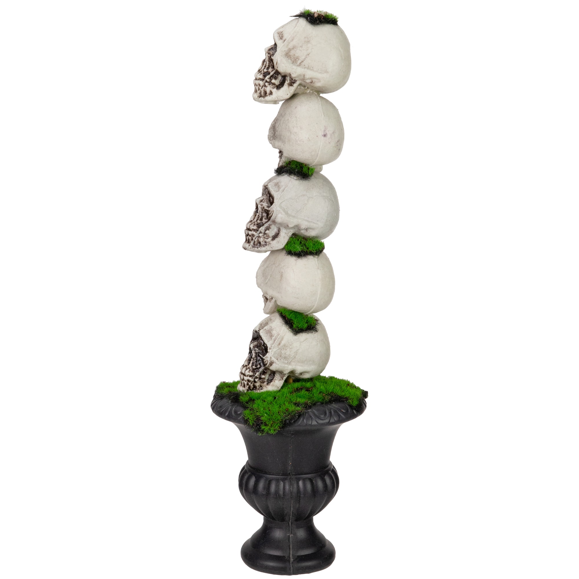 16&#x22; Skull Tower Topiary in Urn Halloween Decoration