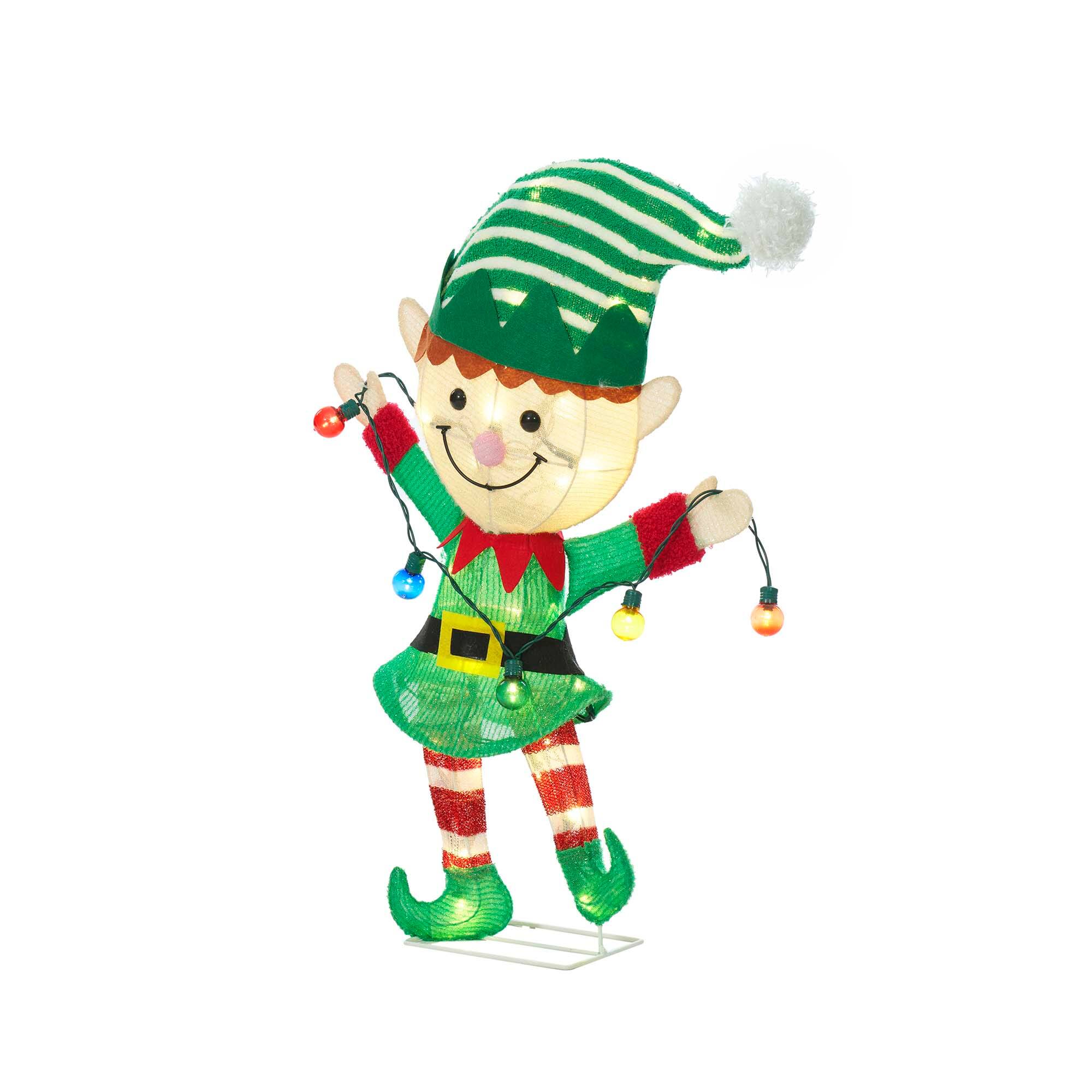 28" Tinself Elf with String Lights Figurine