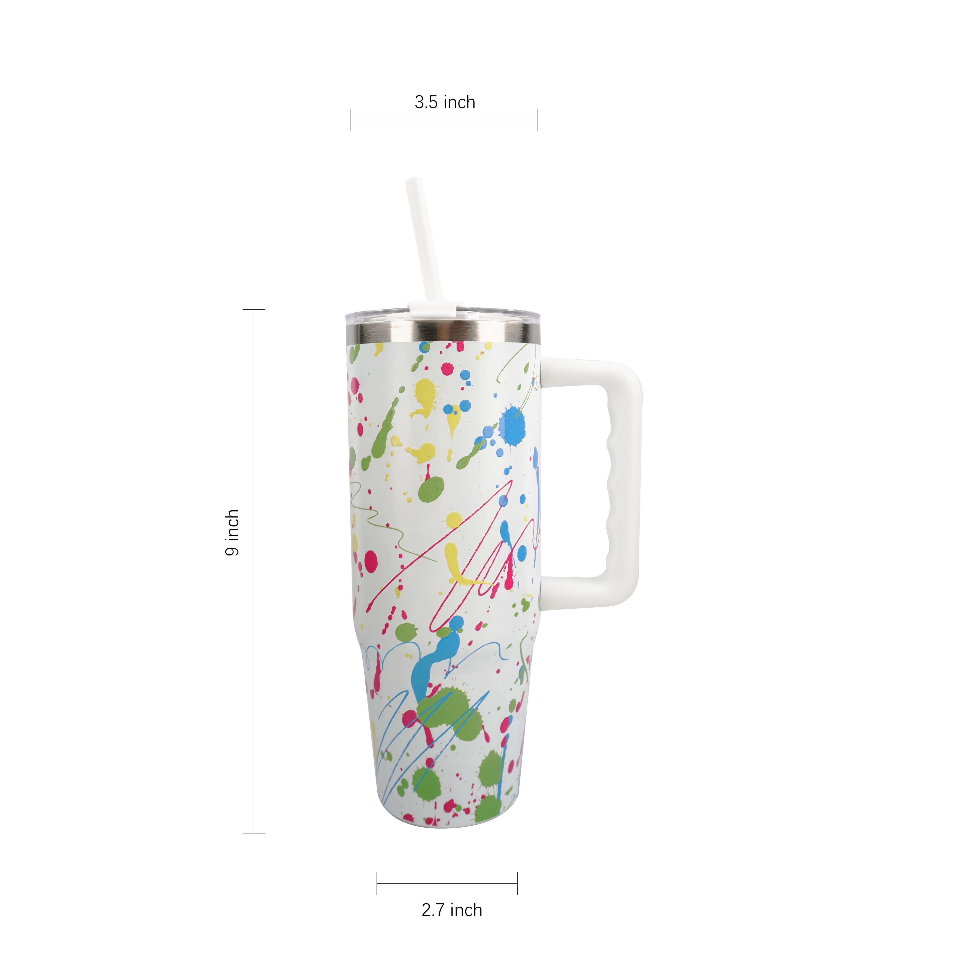 30oz. White Splatter Stainless Steel Insulated Tumbler by Celebrate It&#x2122;
