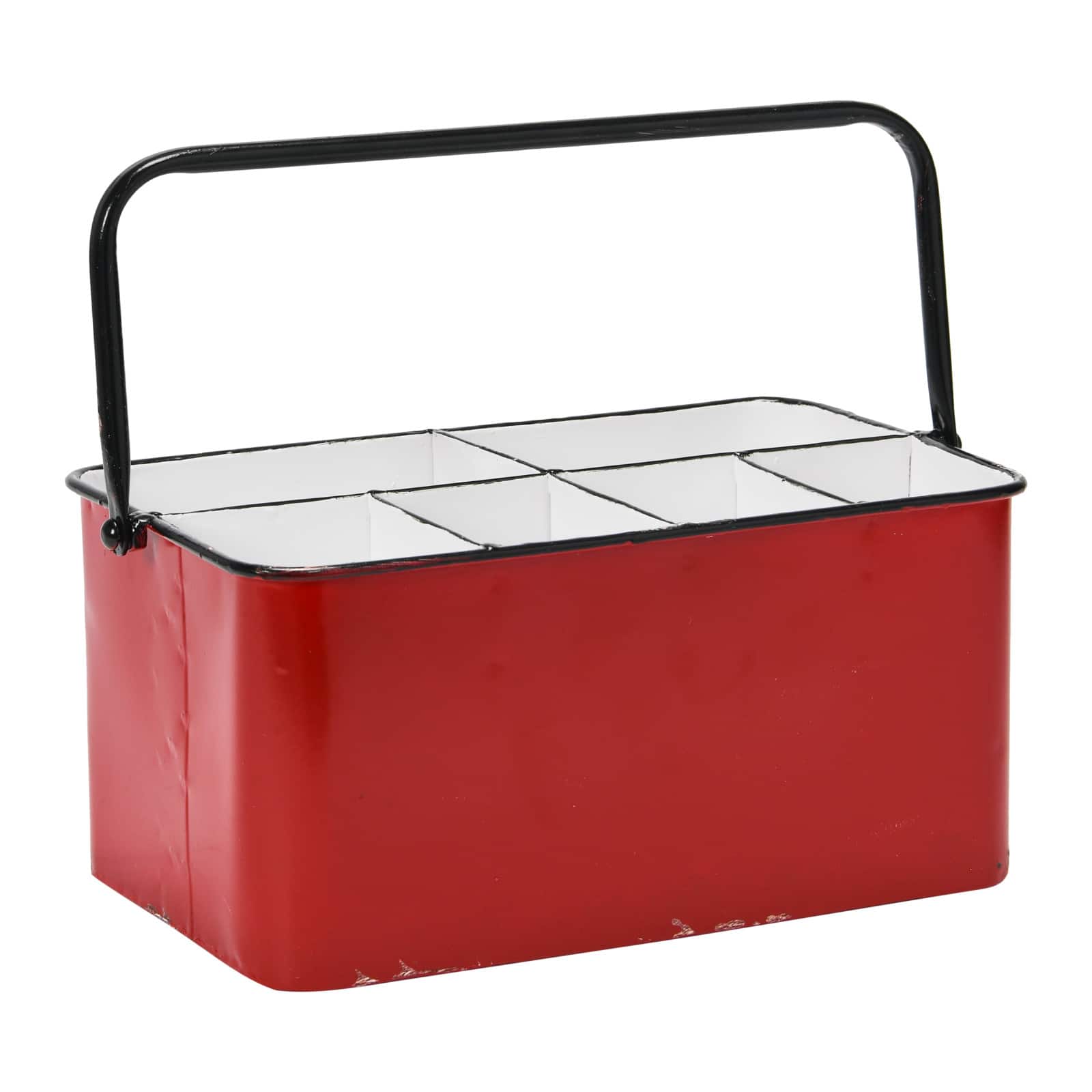 6-Compartment Metal Caddy with Handle