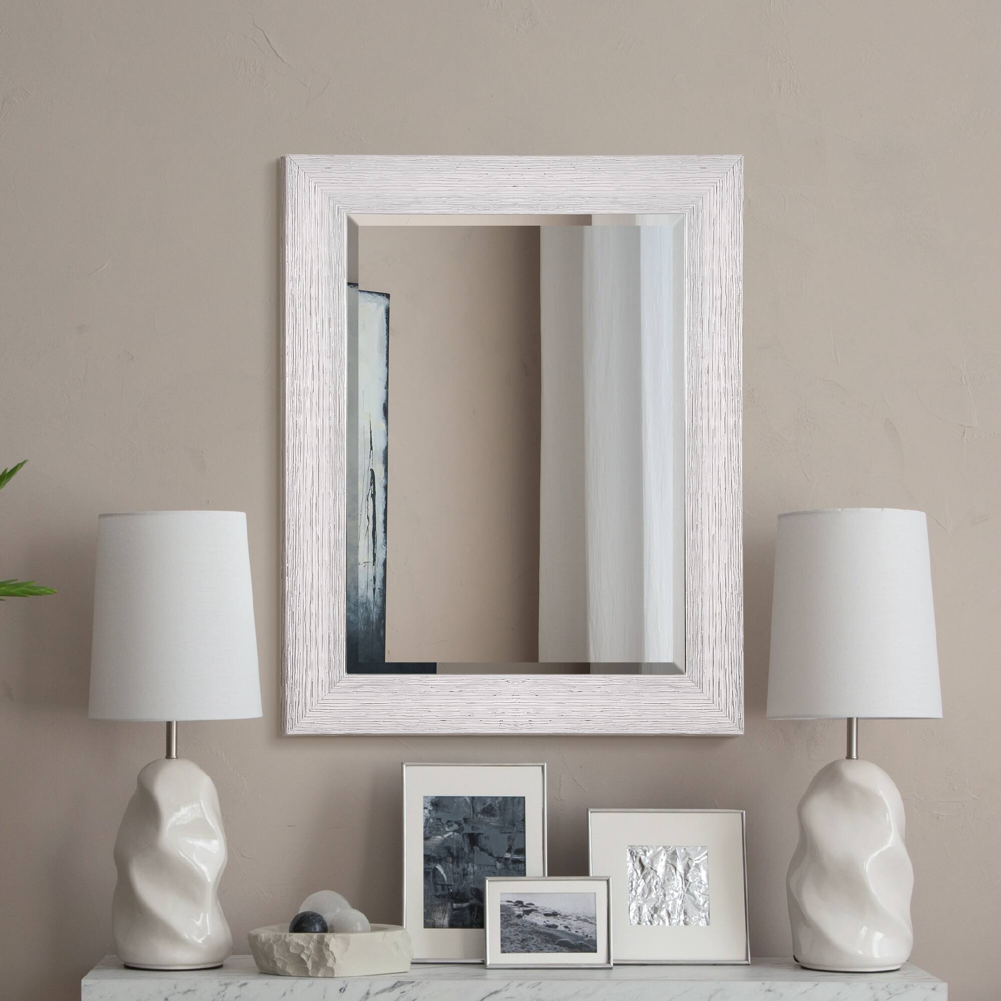 Head West&#xAE; Textured Chrome Rectangular Wall Vanity Mirror 