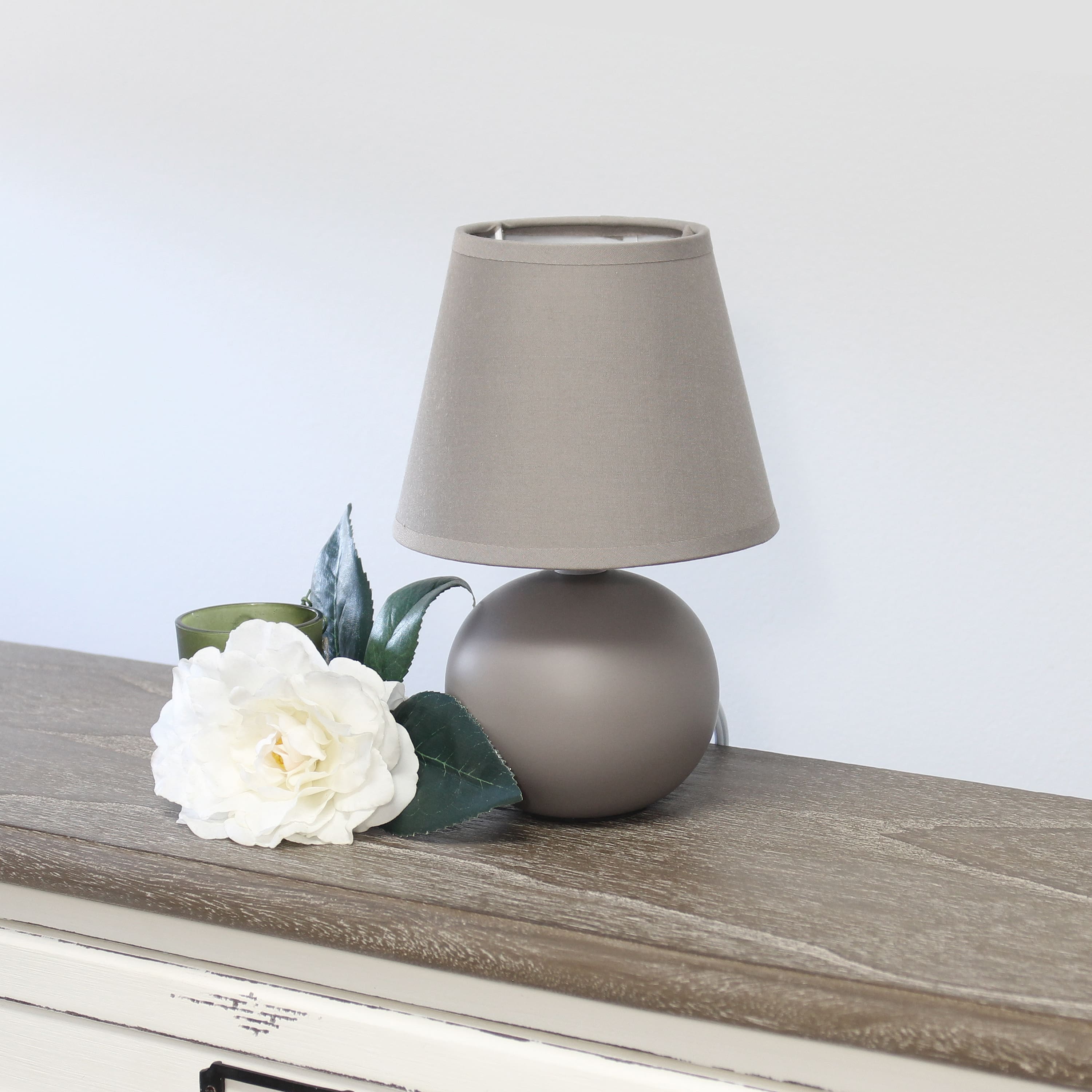 Simple Designs Gray Mini Ceramic Globe Table Lamp