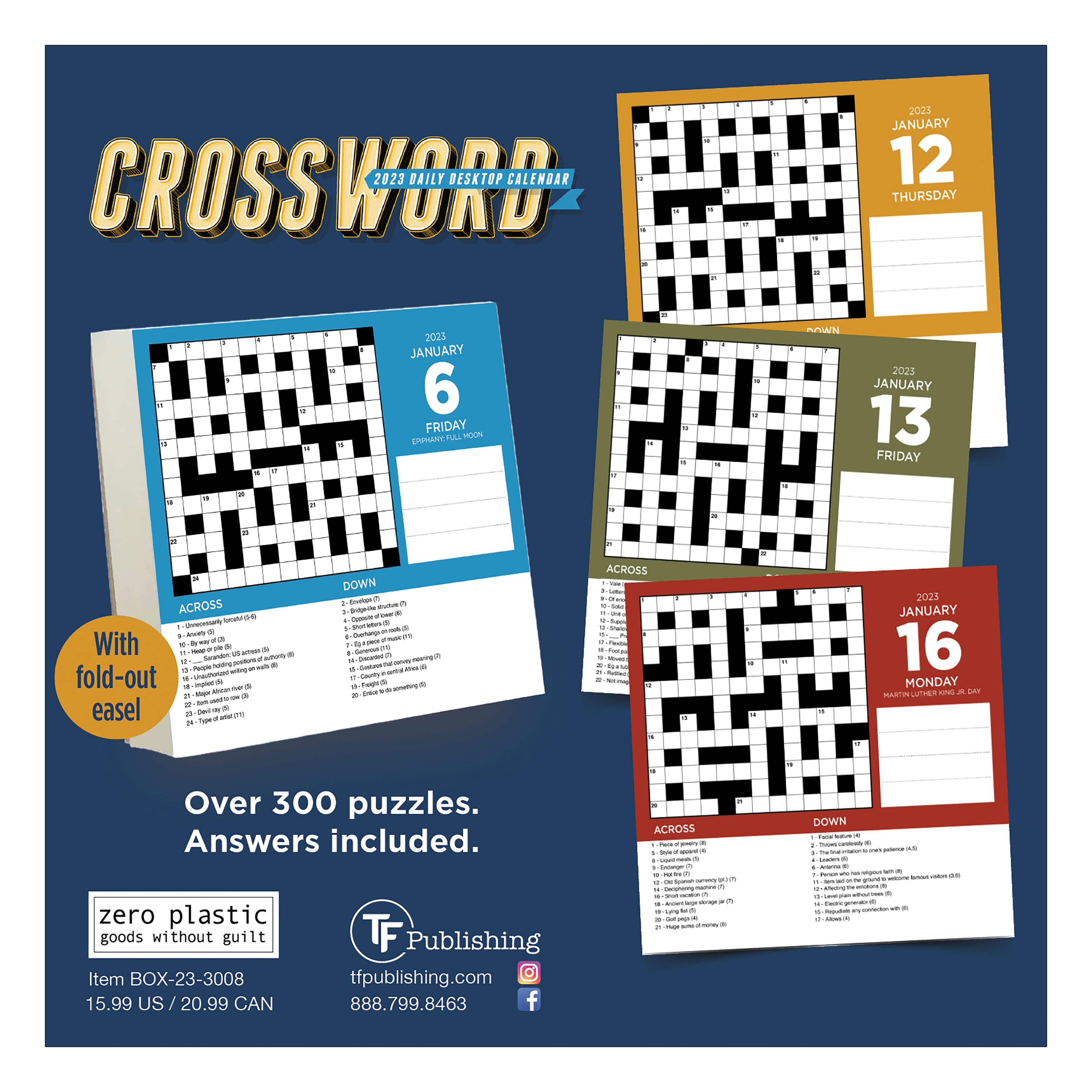 TF Publishing 2023 Crossword Puzzles Daily Desktop Calendar Desk