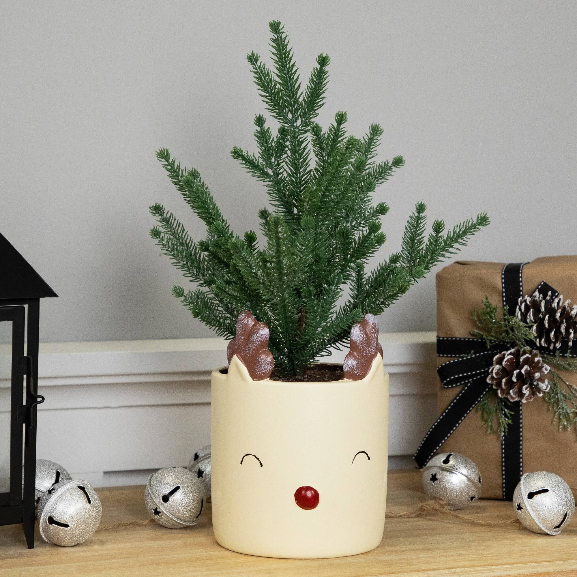 14.25" Unlit Mini Artificial Christmas Tree in Reindeer