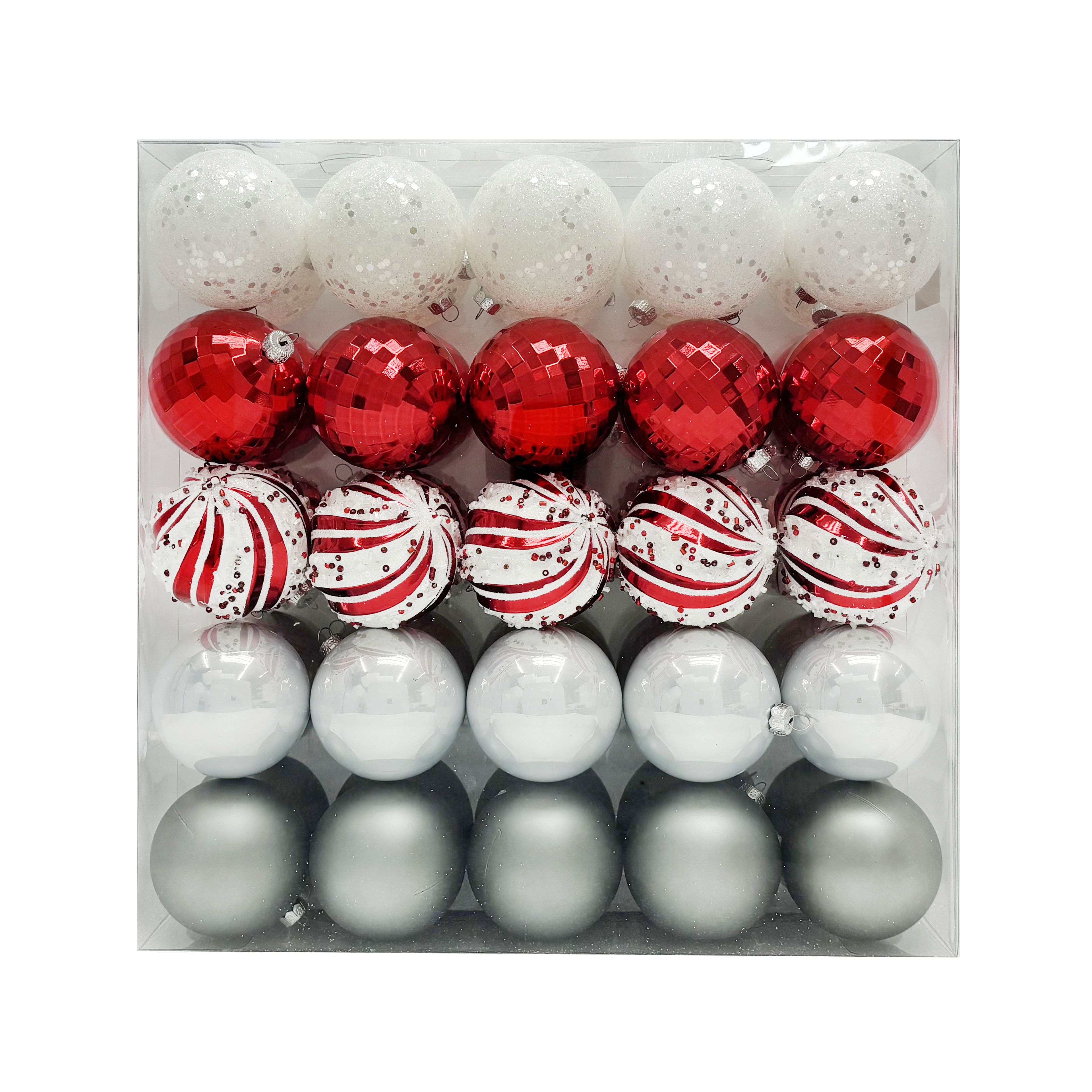 Assorted 50 Pack 2.25&#x22; Red &#x26; White Shatterproof Ball Ornament Mix by Ashland&#xAE;