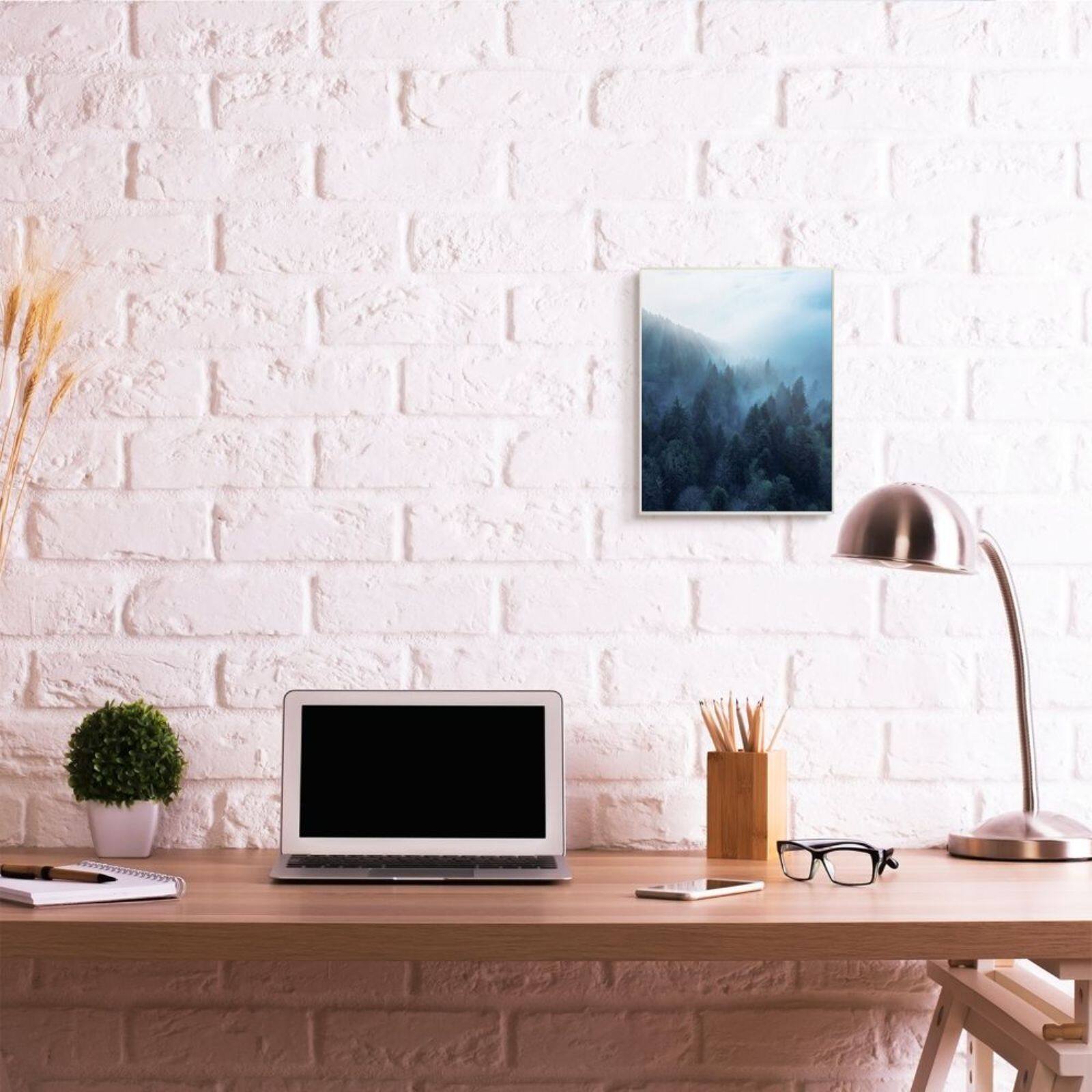 Stupell Industries Daylight over Pine Forest Mountain with Fog Wall Art