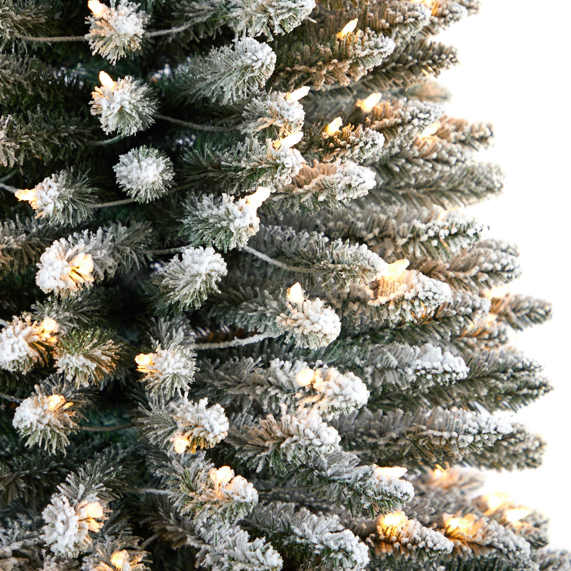 12ft. Pre-Lit Flocked Artificial Pencil Christmas Tree, Clear Lights