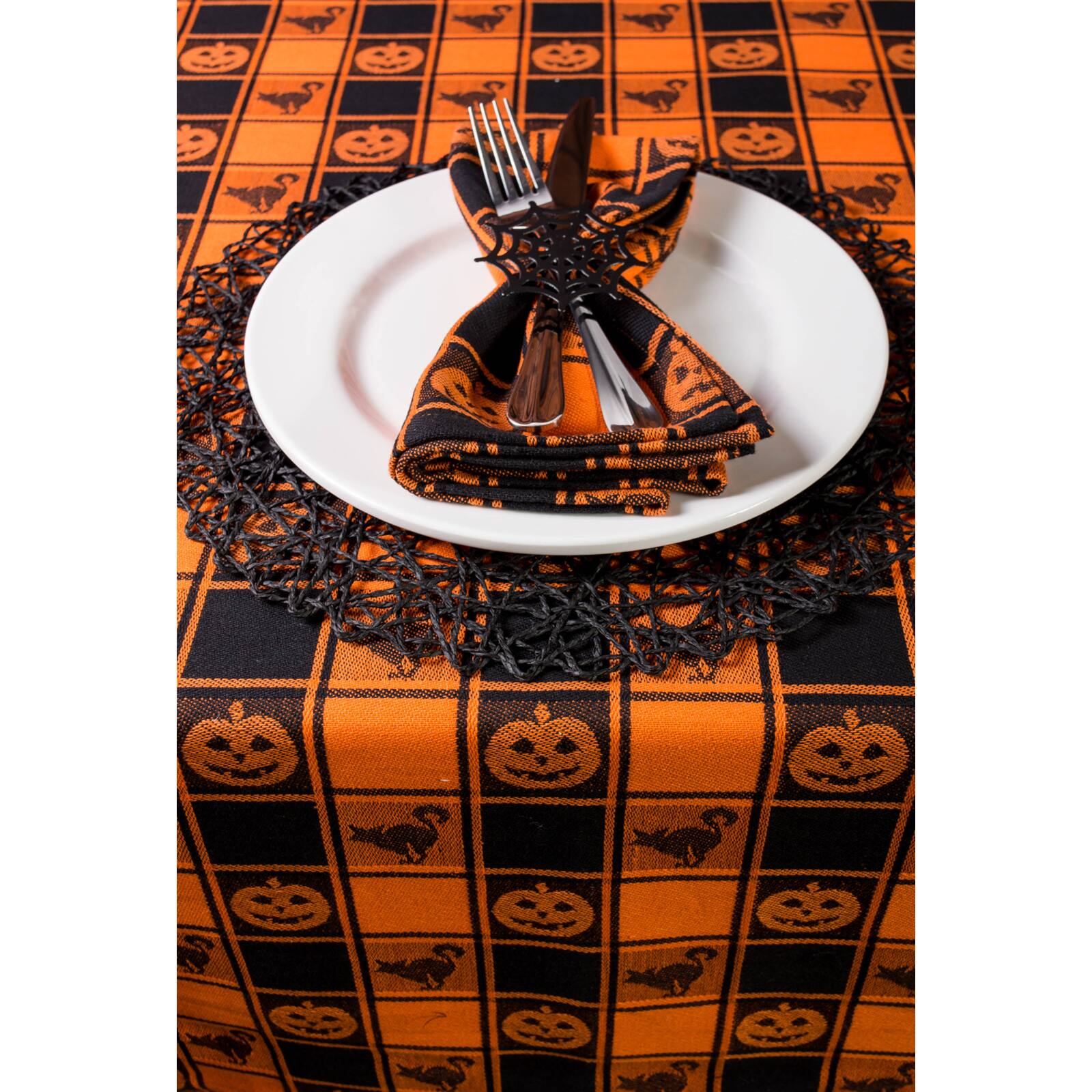 DII&#xAE; 84&#x22; Halloween Woven Check Tablecloth